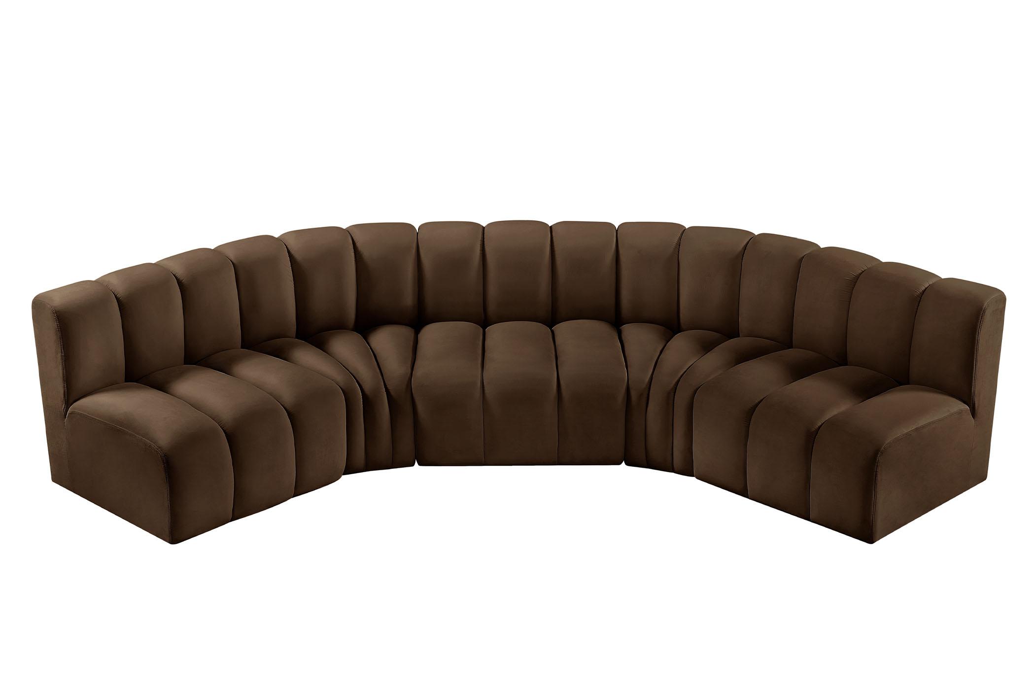 

        
Meridian Furniture ARC 103Brown-S5A Modular Sectional Sofa Brown Velvet 094308300009
