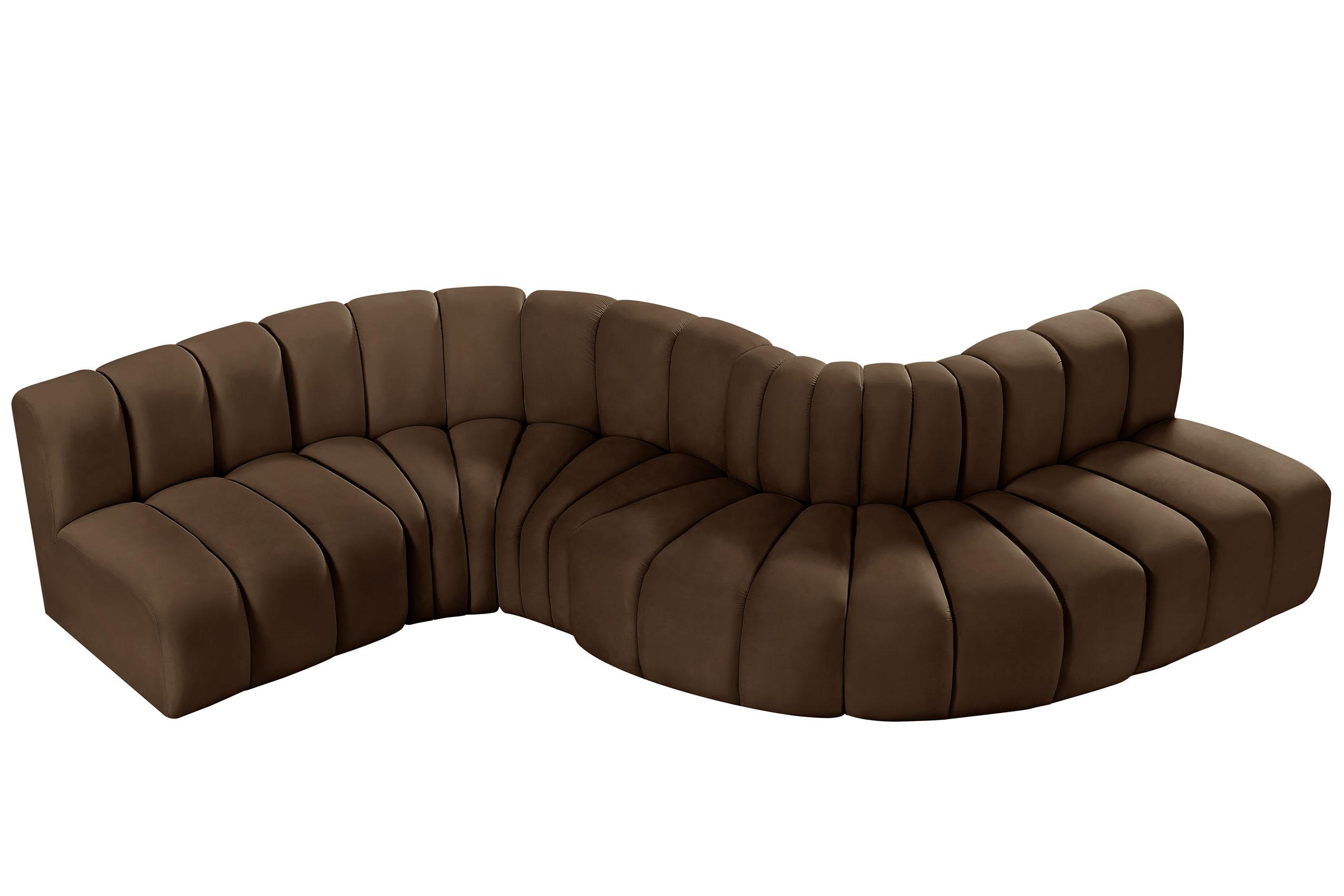 

        
Meridian Furniture ARC 103Brown-S6A Modular Sectional Sofa Brown Velvet 094308300030
