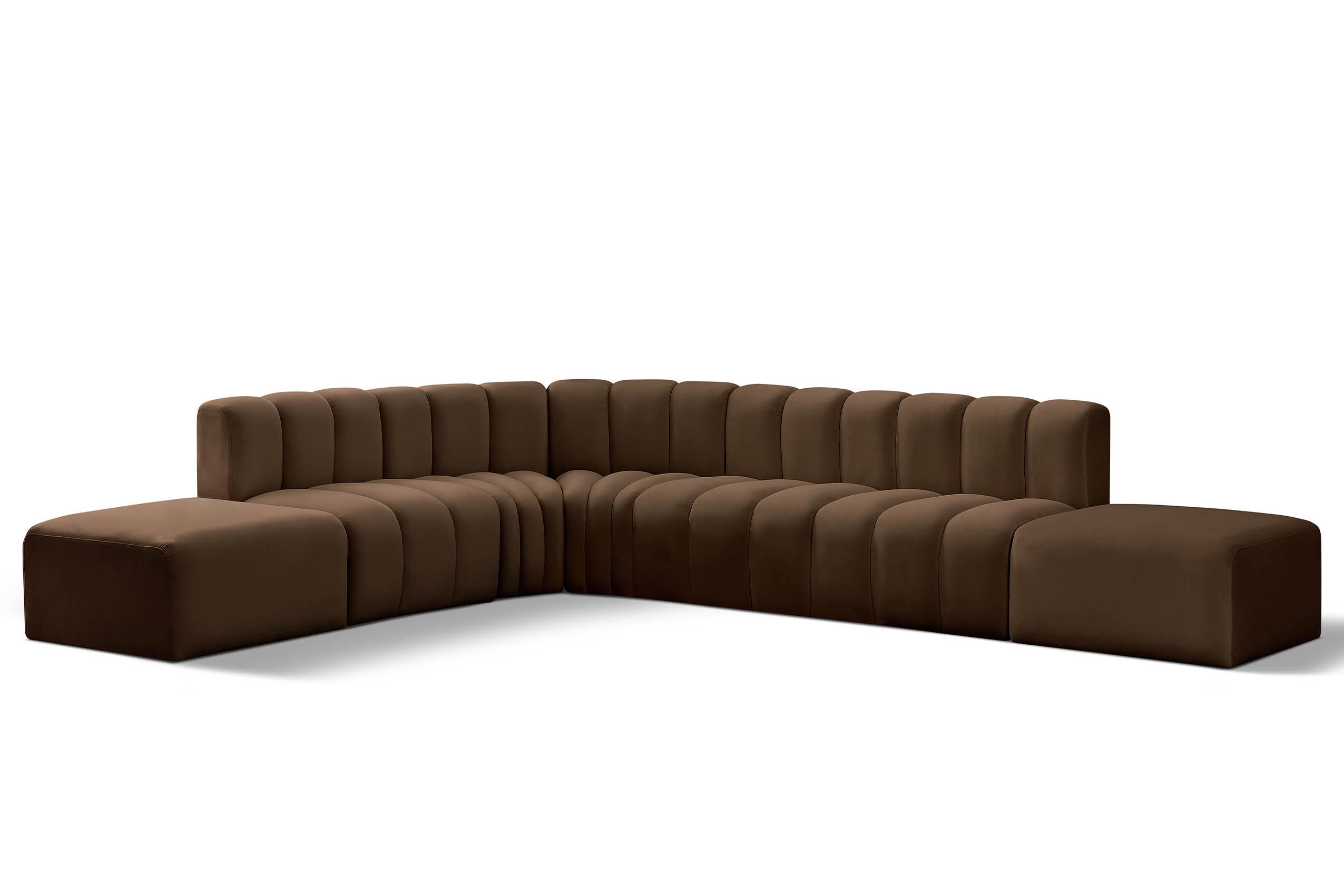 

        
Meridian Furniture ARC 103Brown-S7A Modular Sectional Sofa Brown Velvet 094308300078
