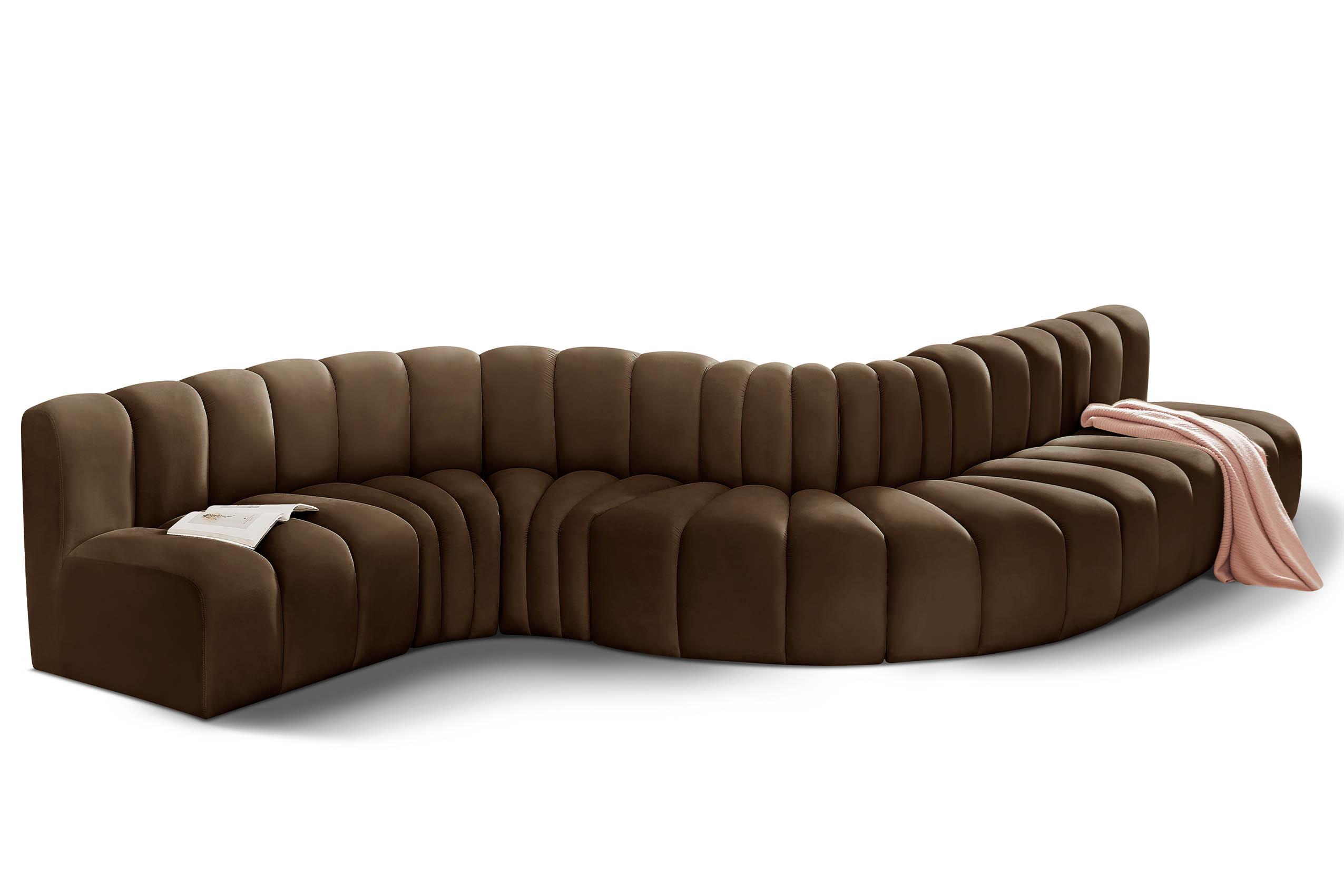 

        
Meridian Furniture ARC 103Brown-S7C Modular Sectional Sofa Brown Velvet 094308300092
