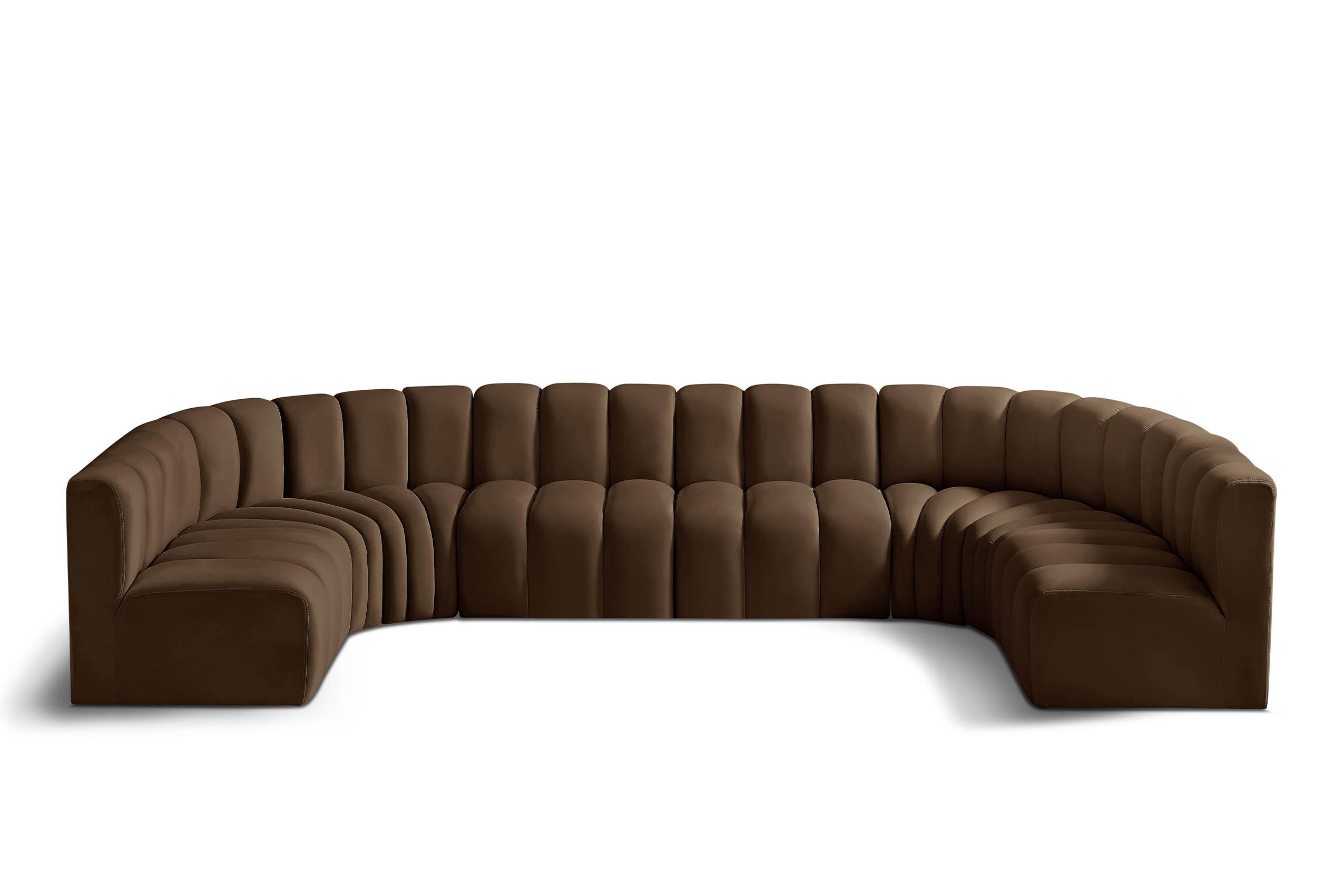 

        
Meridian Furniture ARC 103Brown-S8A Modular Sectional Sofa Brown Velvet 094308300108

