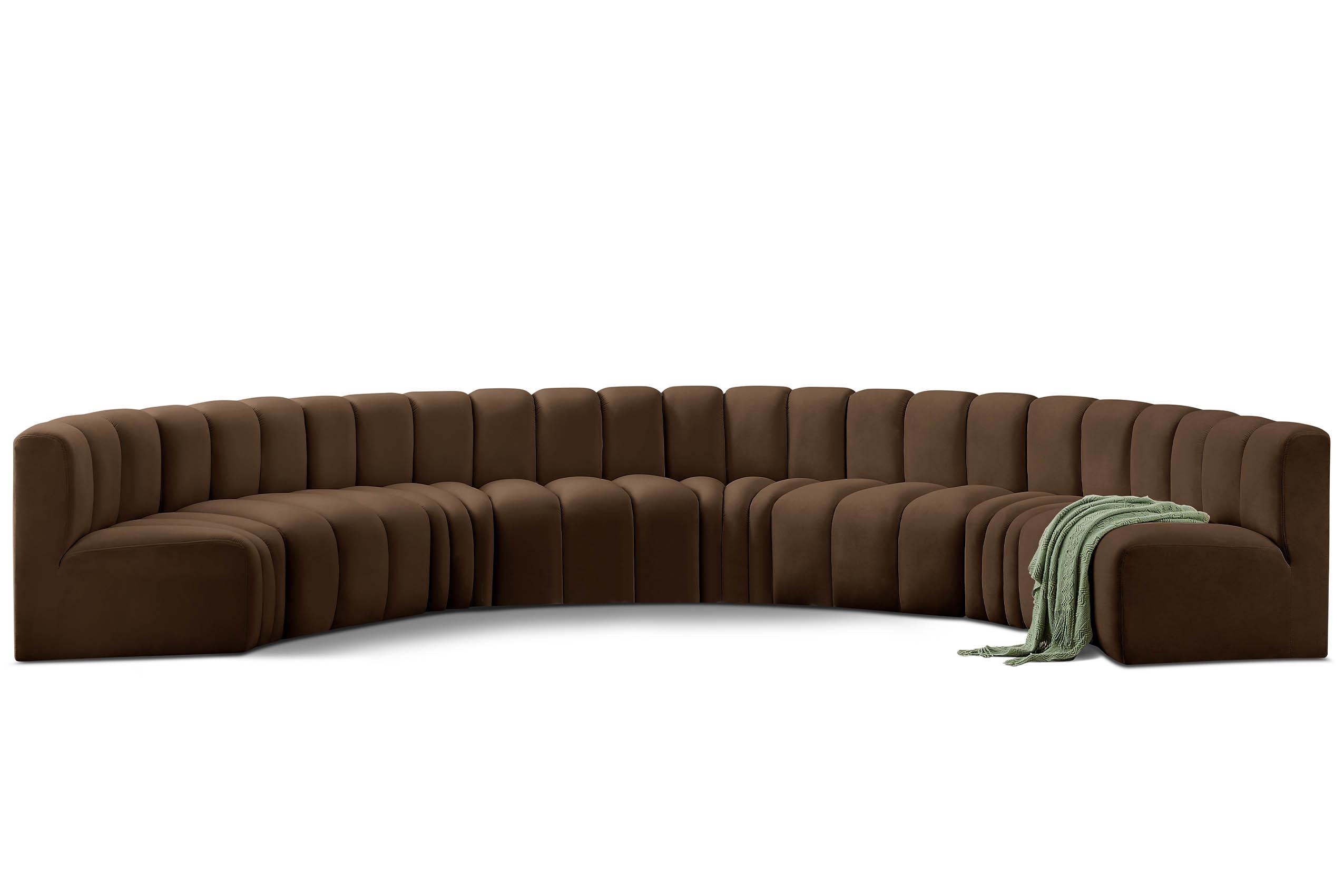 

        
Meridian Furniture ARC 103Brown-S8B Modular Sectional Sofa Brown Velvet 094308300115
