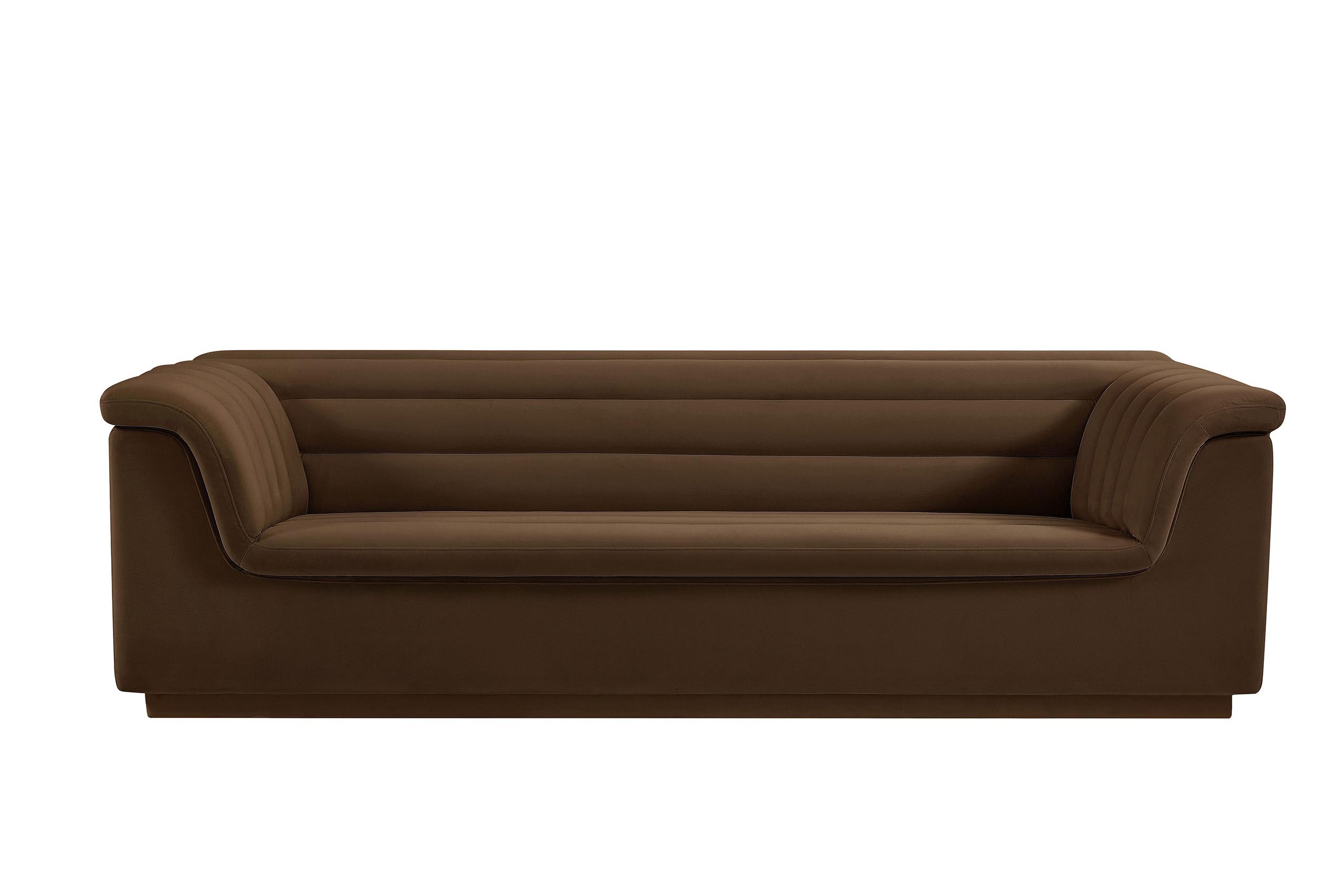 

    
Brown Velvet Channel Tufted Sofa Set 3Pcs CASCADE 192Brown-S Meridian Modern
