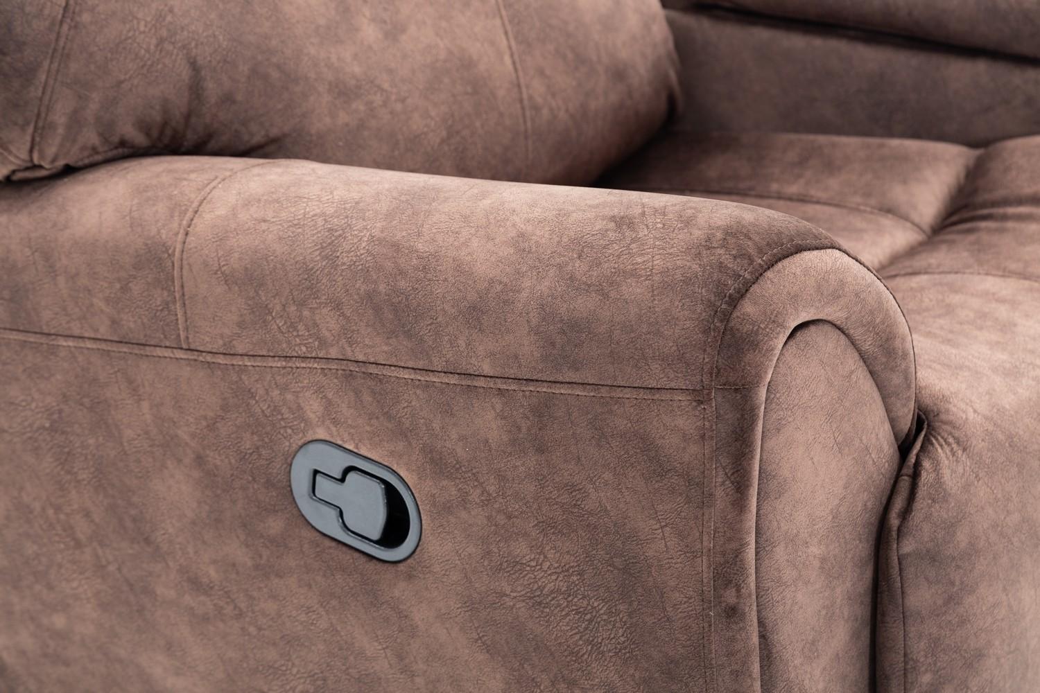 

    
 Photo  Brown Velvet Fabric Reclining Sofa Set 3Pcs Contemporary  Global United 5008
