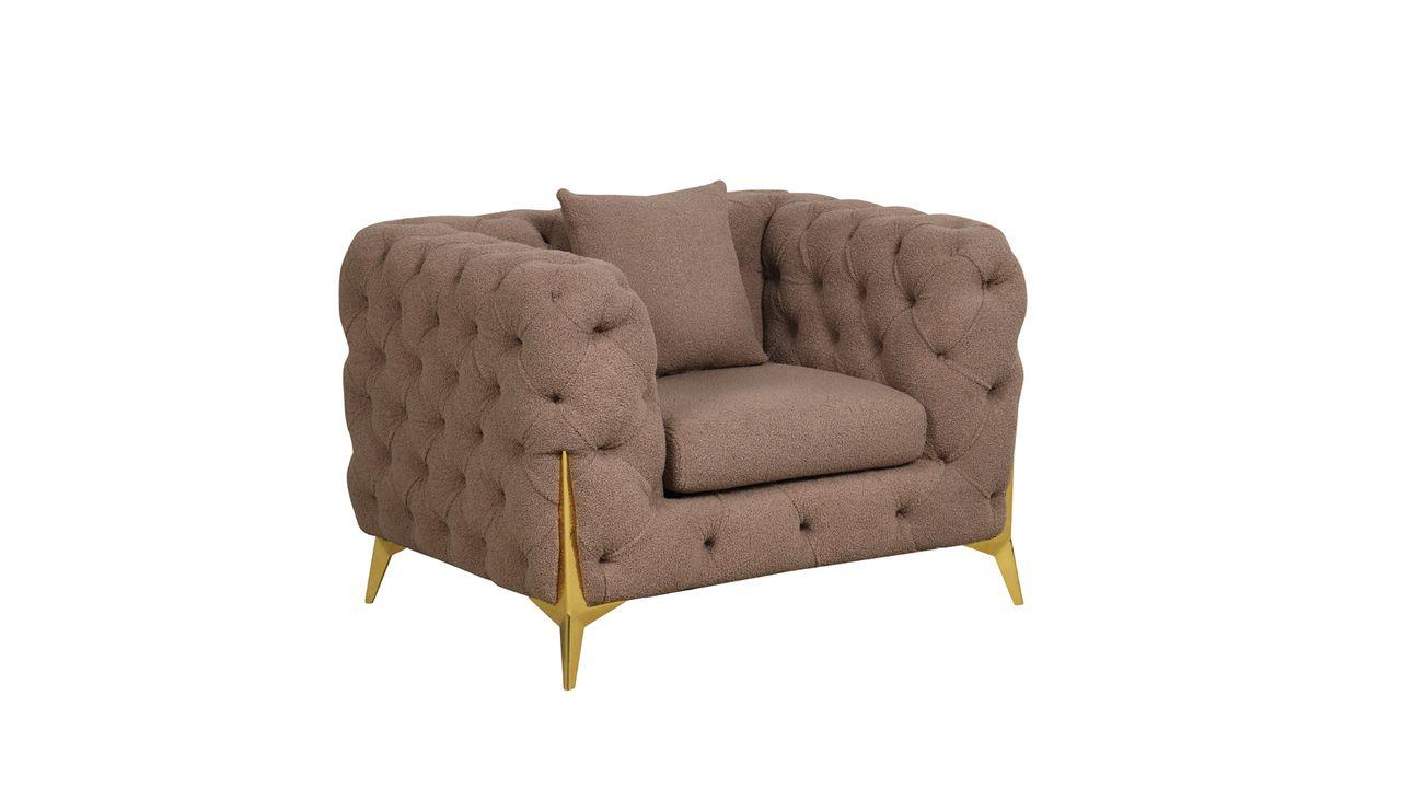 

    
Brown Velvet Fabric Tufted Armchair CONTEMPO Galaxy Home Modern
