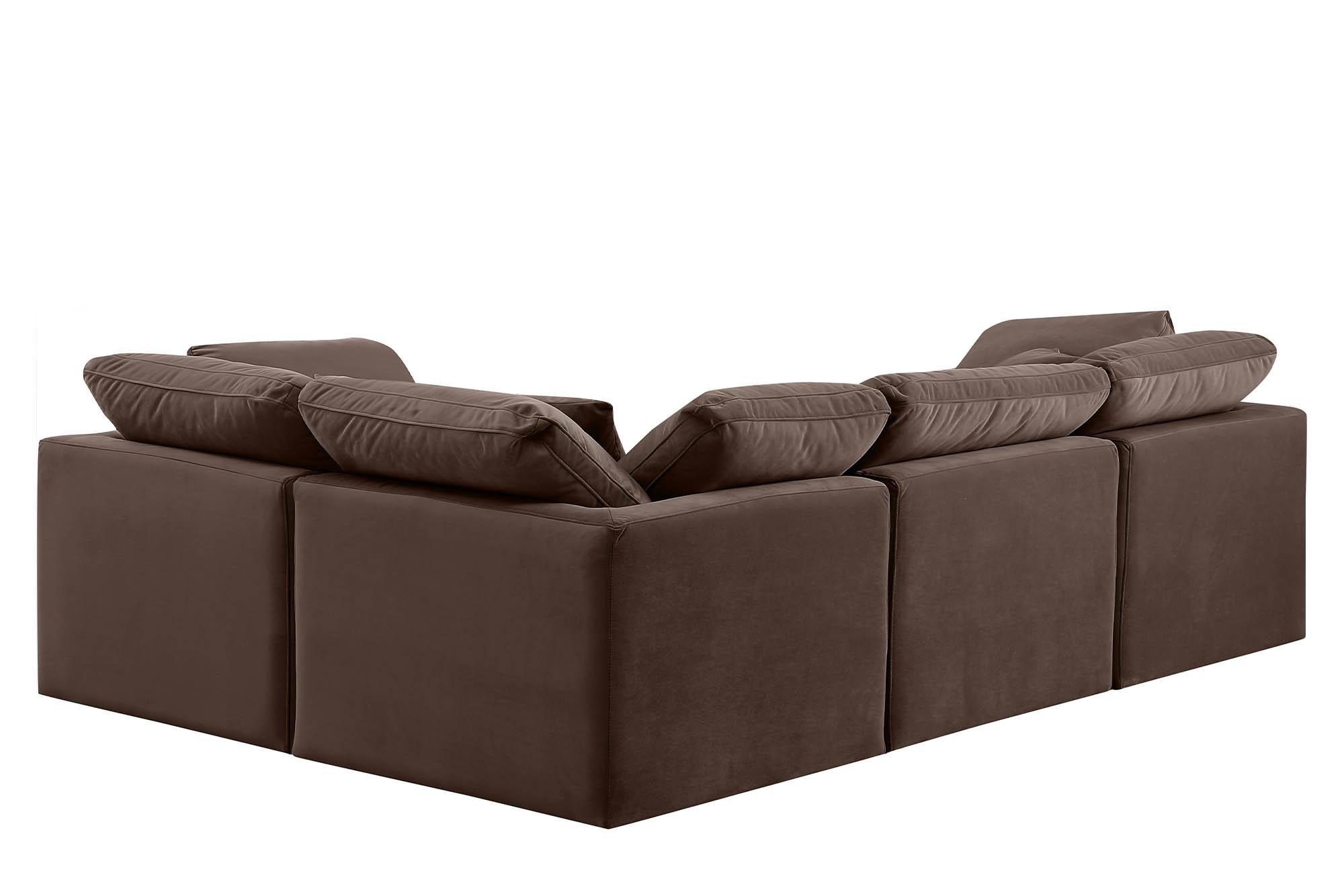 

        
Meridian Furniture INDULGE 147Brown-Sec4C Modular Sectional Sofa Brown Velvet 094308321899
