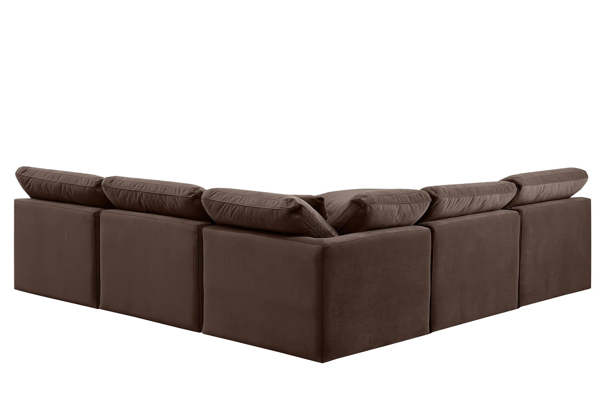 

        
Meridian Furniture INDULGE 147Brown-Sec5B Modular Sectional Sofa Brown Velvet 094308316888

