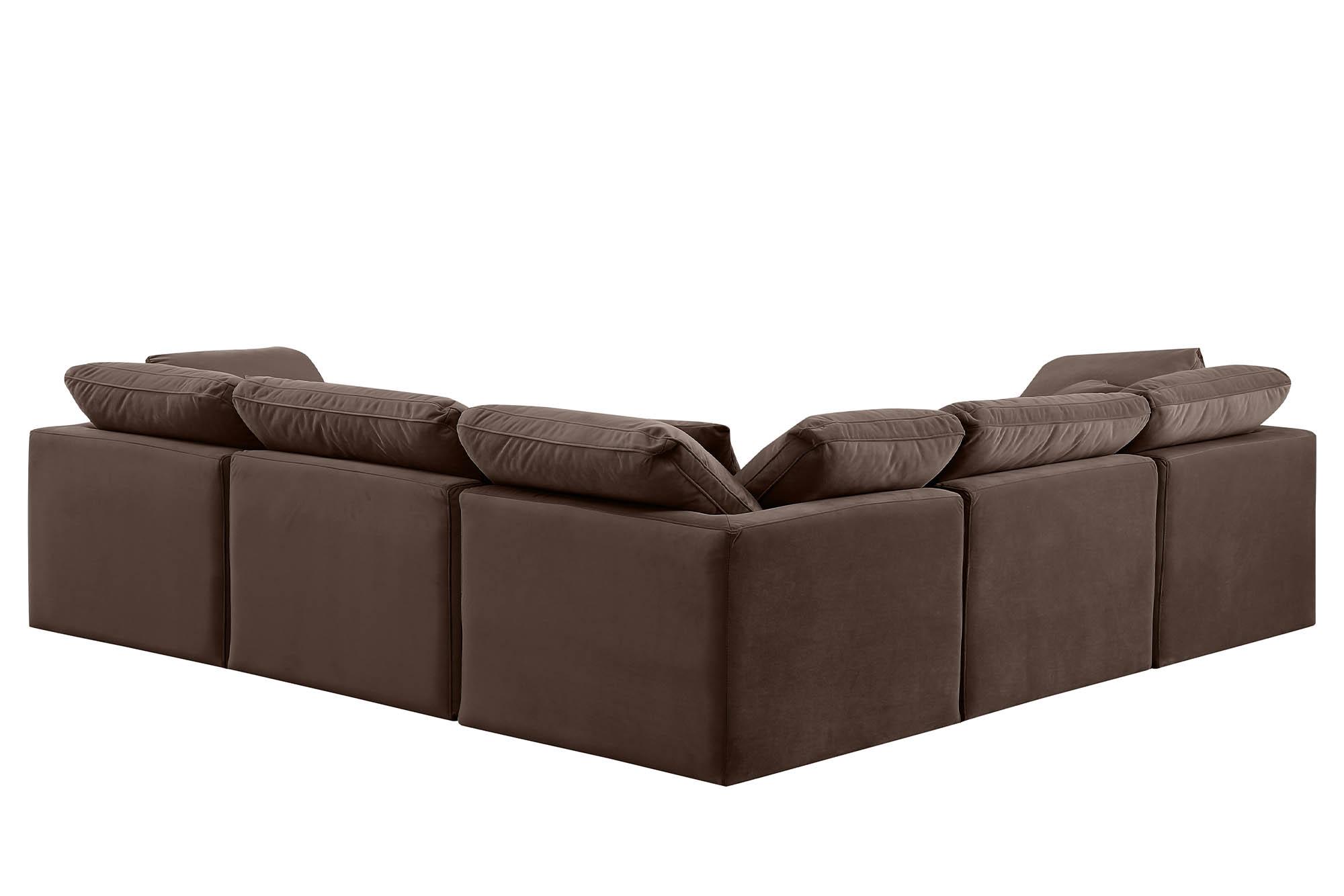 

        
Meridian Furniture INDULGE 147Brown-Sec5C Modular Sectional Sofa Brown Velvet 094308316895
