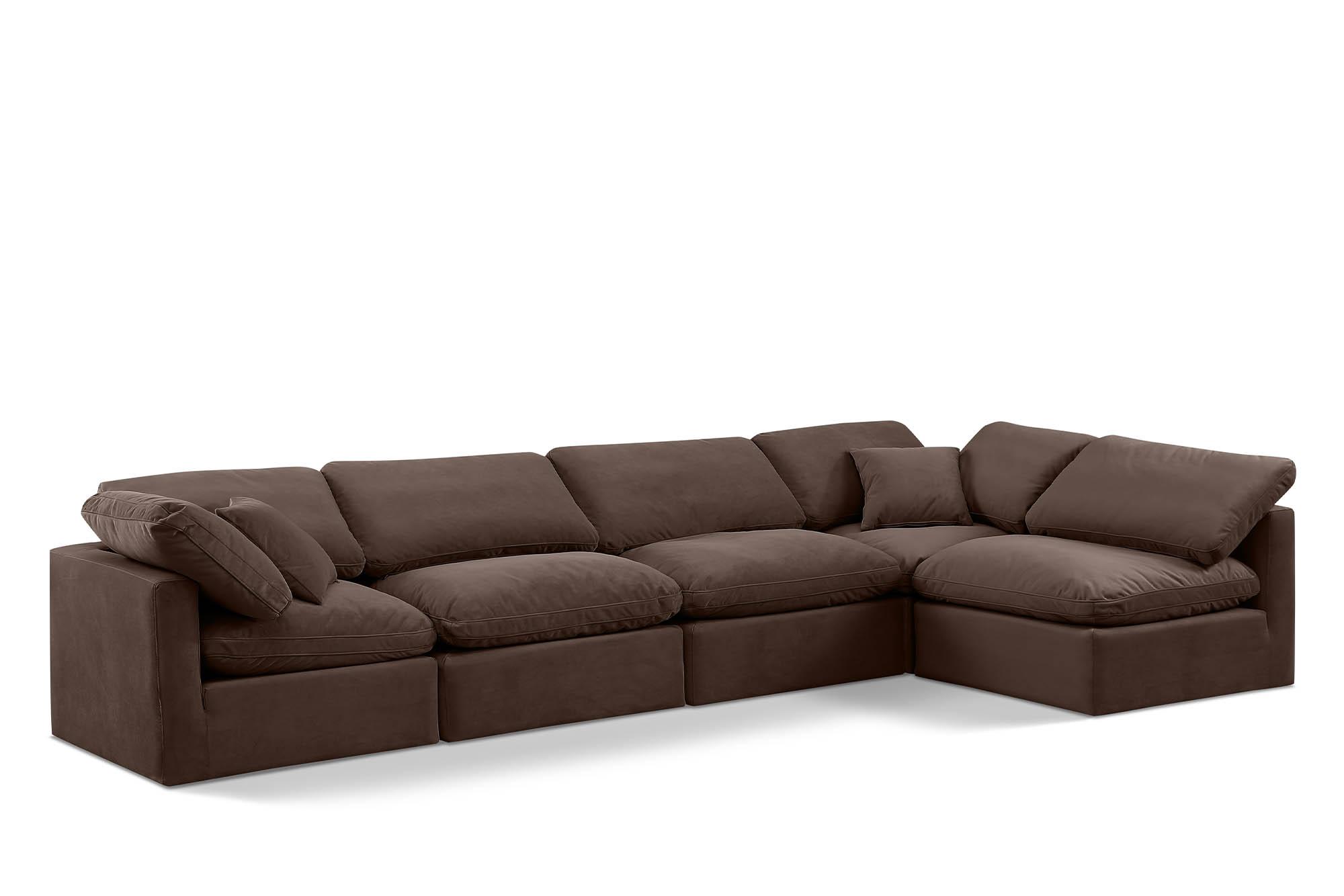 Contemporary, Modern Modular Sectional Sofa INDULGE 147Brown-Sec5D 147Brown-Sec5D in Brown Velvet