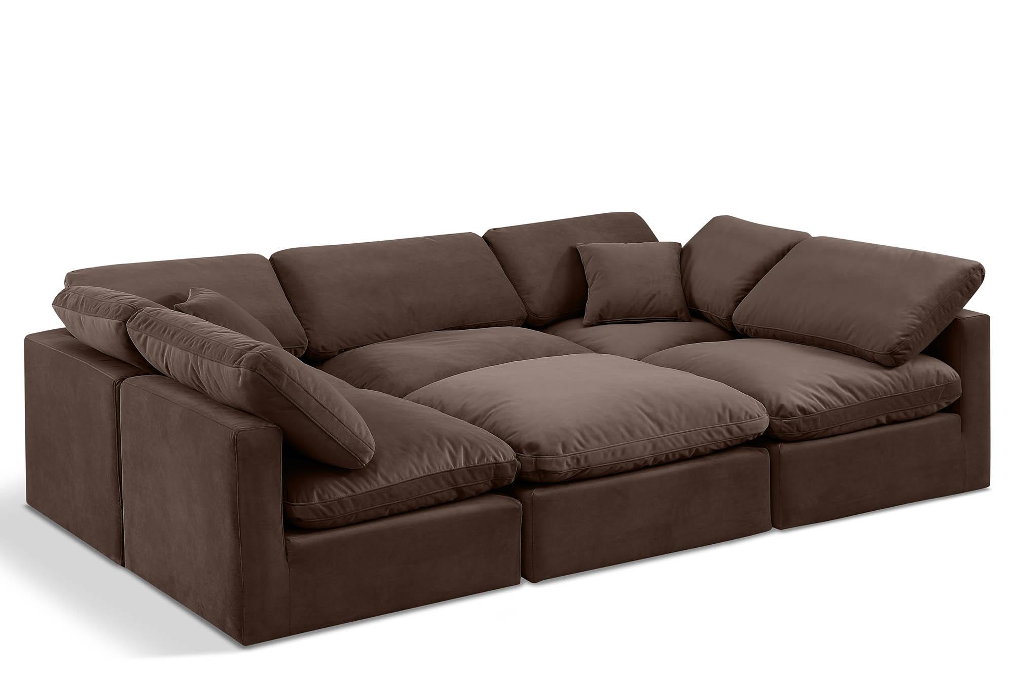 Contemporary, Modern Modular Sectional Sofa INDULGE 147Brown-Sec6C 147Brown-Sec6C in Brown Velvet
