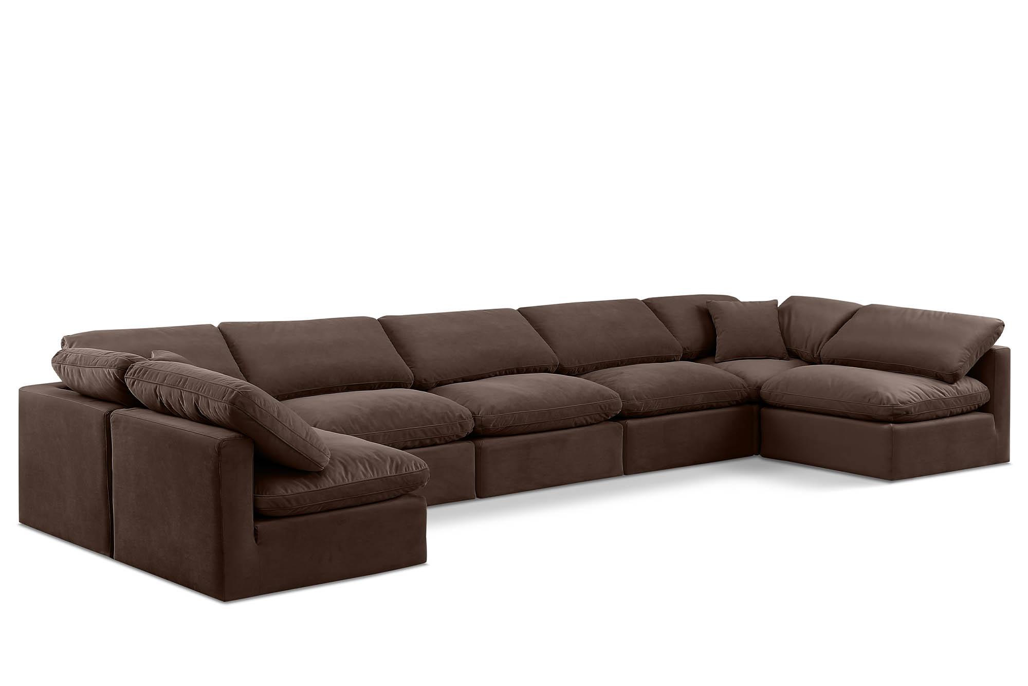 Contemporary, Modern Modular Sectional Sofa INDULGE 147Brown-Sec7B 147Brown-Sec7B in Brown Velvet