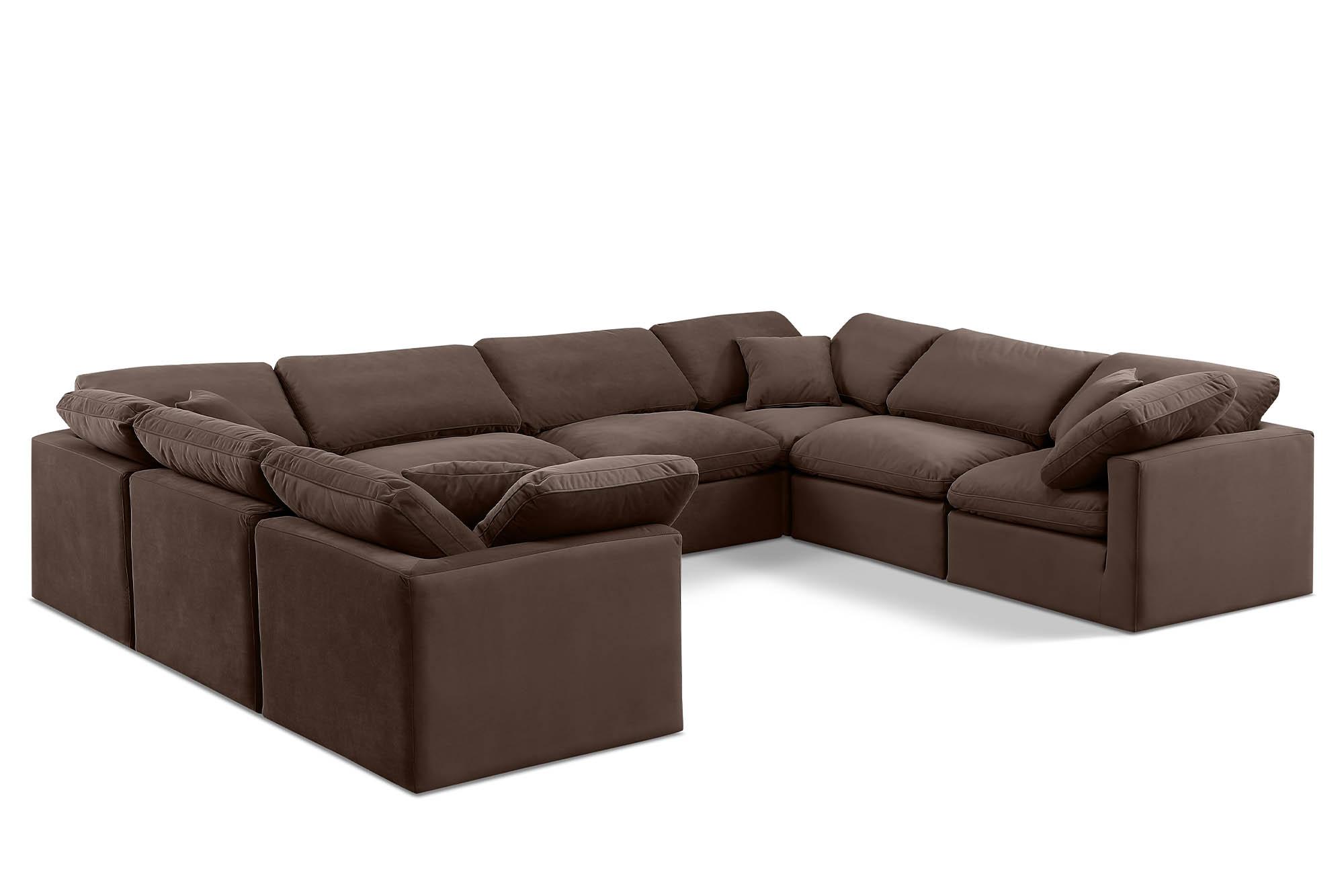 Contemporary, Modern Modular Sectional Sofa INDULGE 147Brown-Sec8A 147Brown-Sec8A in Brown Velvet