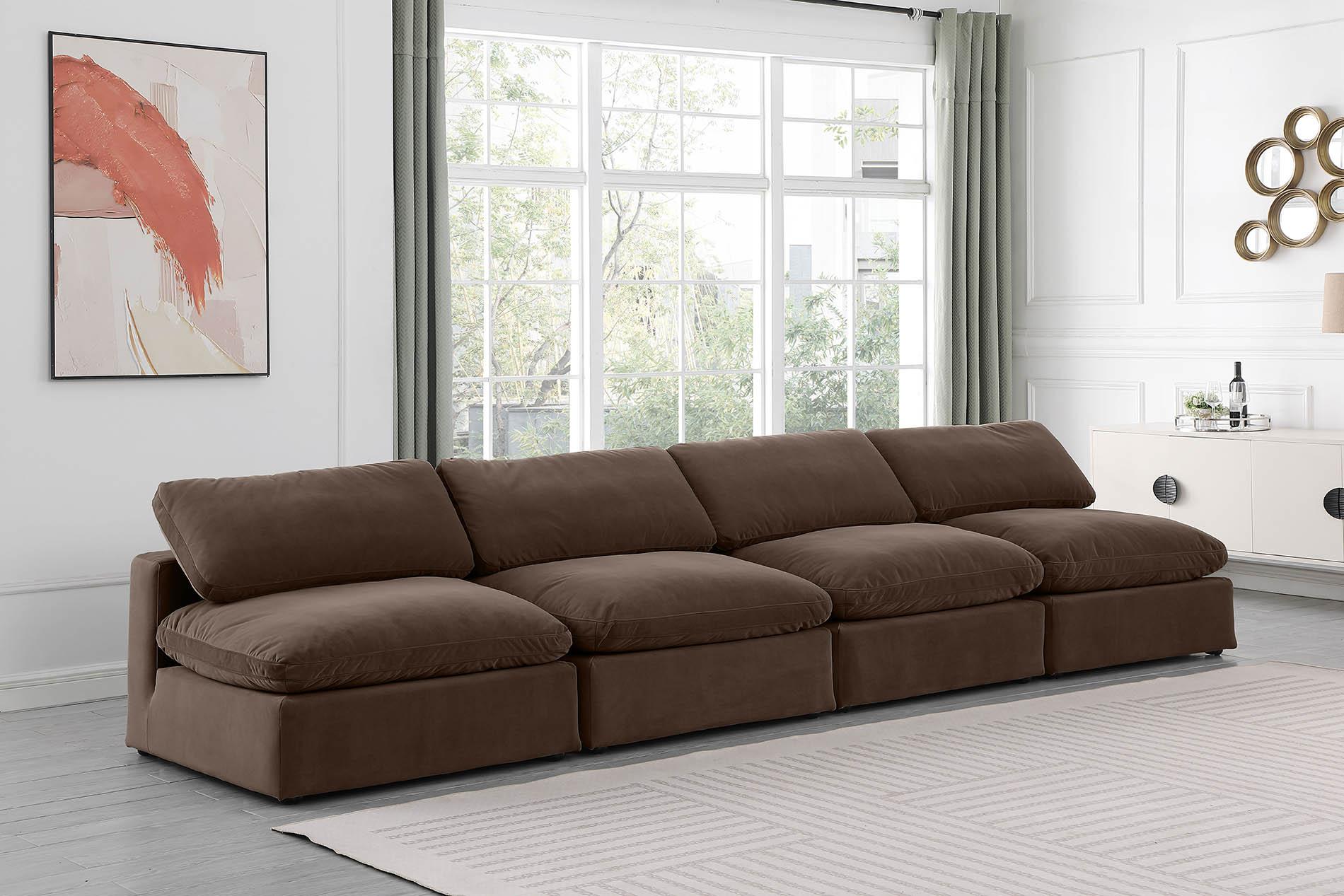

    
Brown Velvet Modular Sofa COMFY 189Brown-S156 Meridian Contemporary Modern
