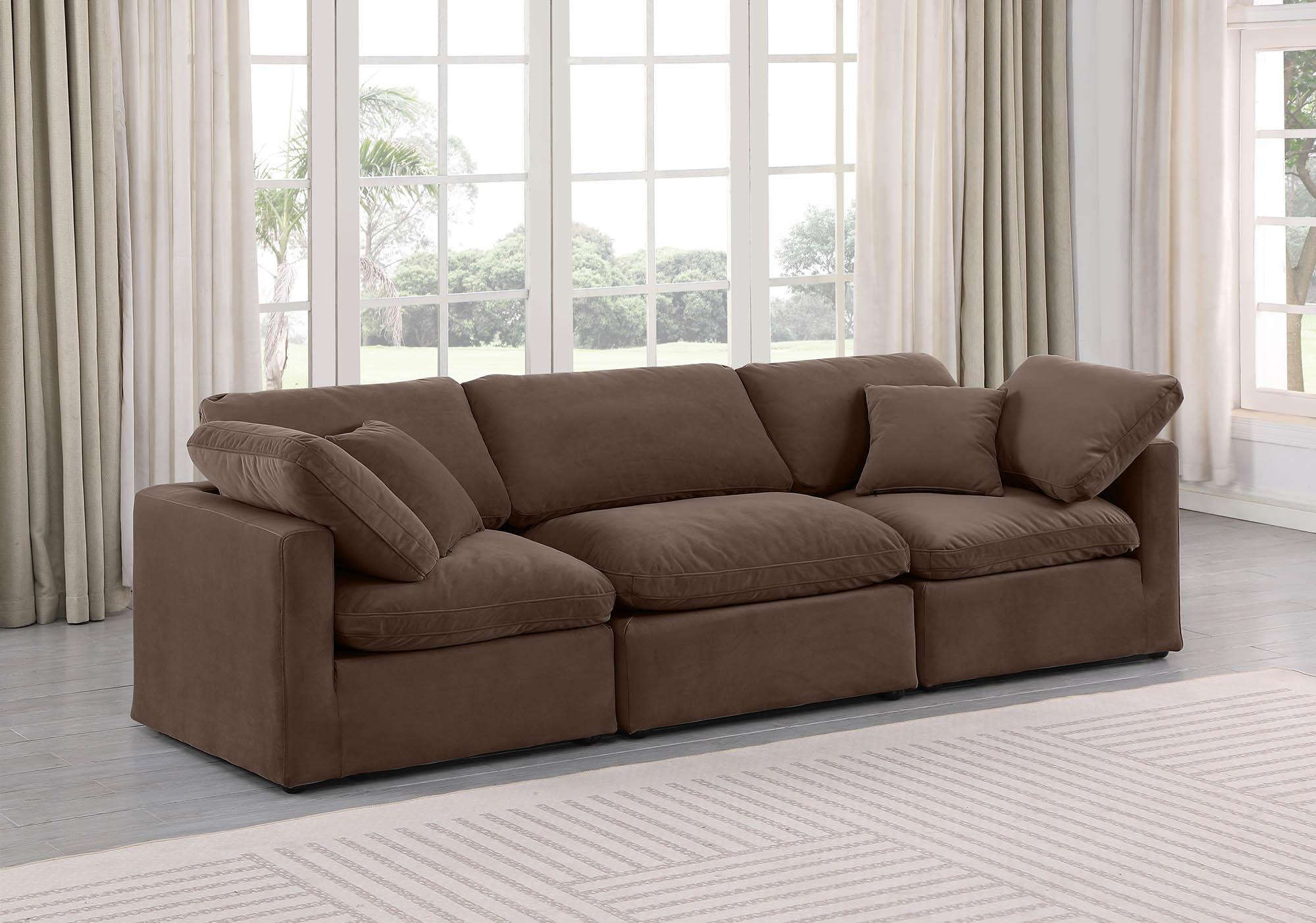 

    
Brown Velvet Modular Sofa INDULGE 147Brown-S105 Meridian Contemporary Modern
