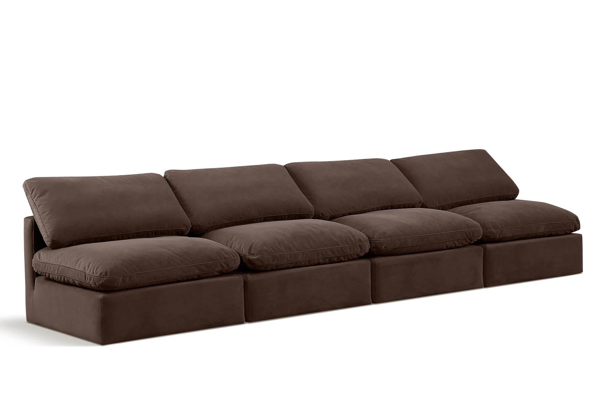 

    
Brown Velvet Modular Sofa INDULGE 147Brown-S4 Meridian Contemporary Modern
