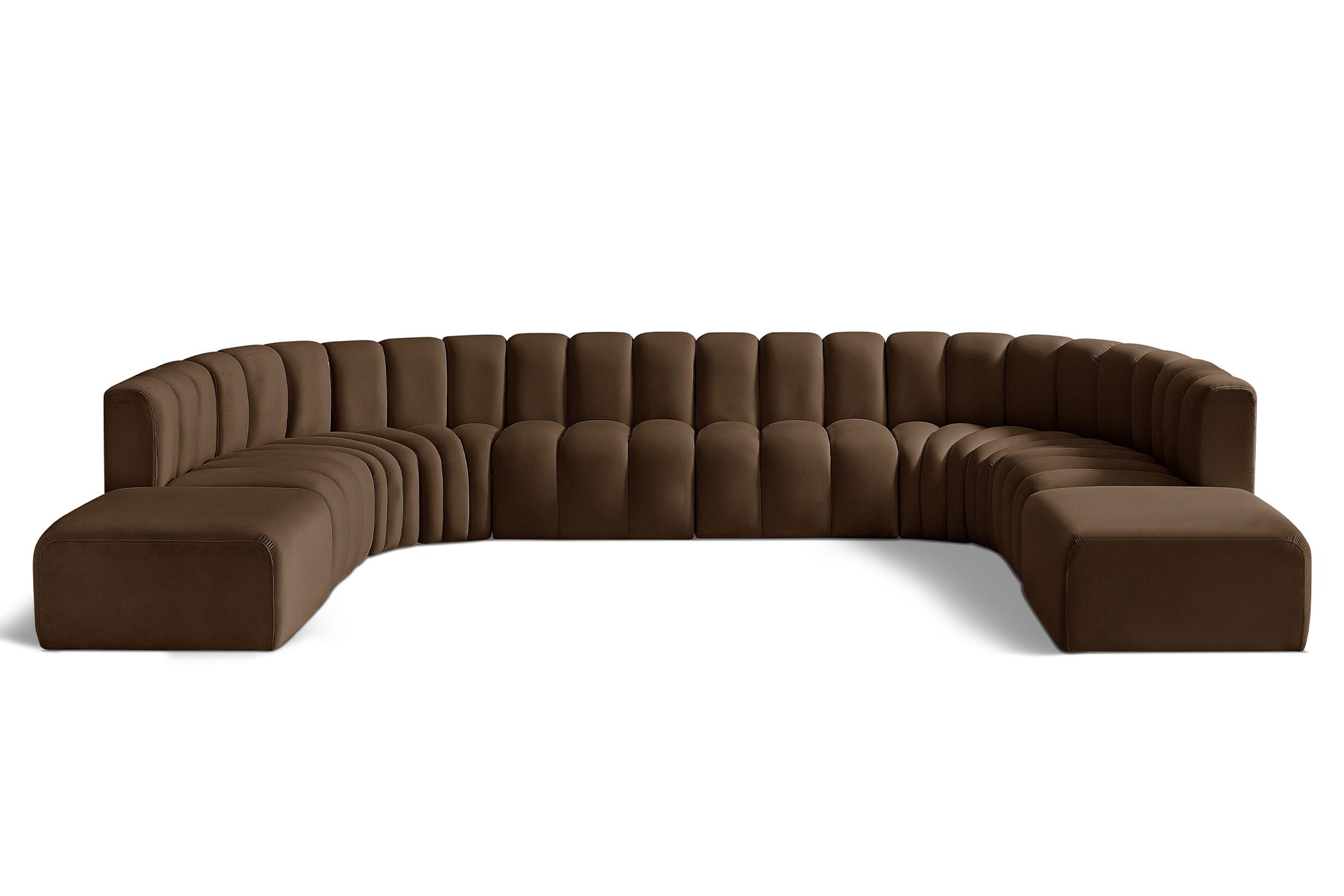 

    
Brown Velvet Tufted Modular Sectional ARC 103Brown-S10A Meridian Contemporary

