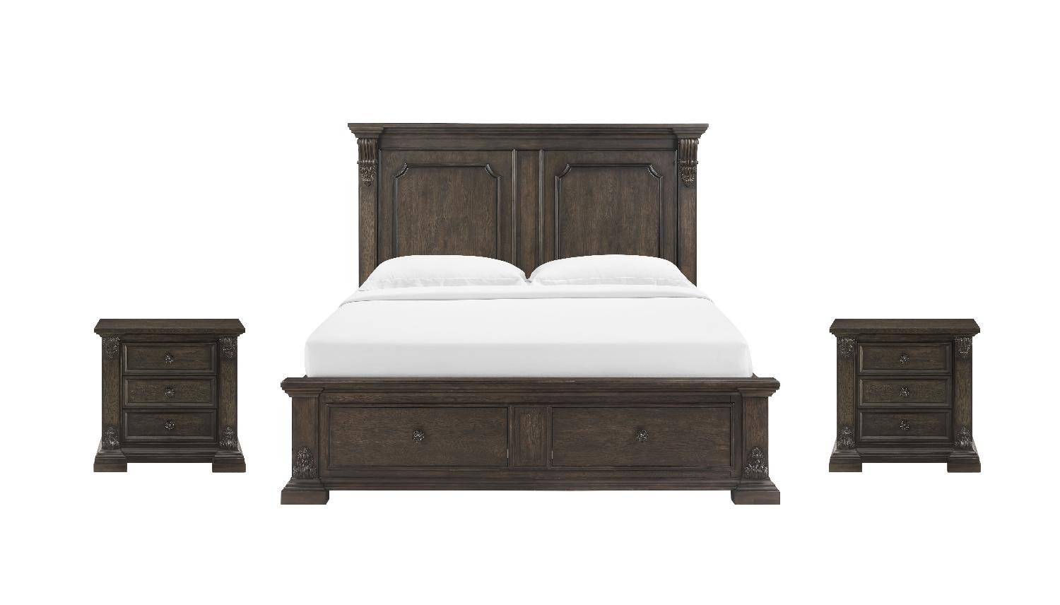 Traditional Panel Bedroom Set Heritage Hill 341136-2816-BR-2N-3PCS in Brown 