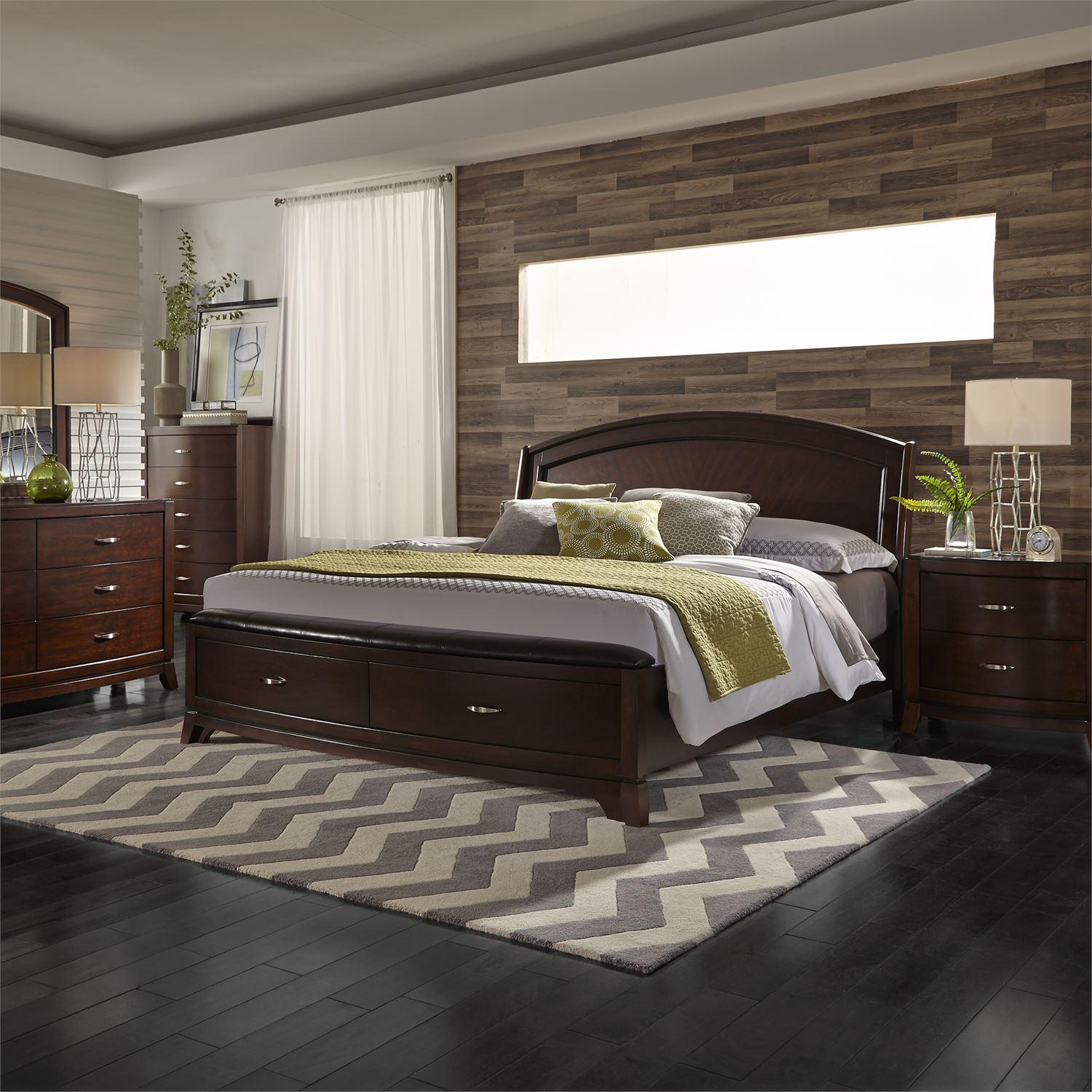 

    
Dark Truffle Finish Cal King Storage Bed Set 5Pcs Avalon 505-BR Liberty Furniture
