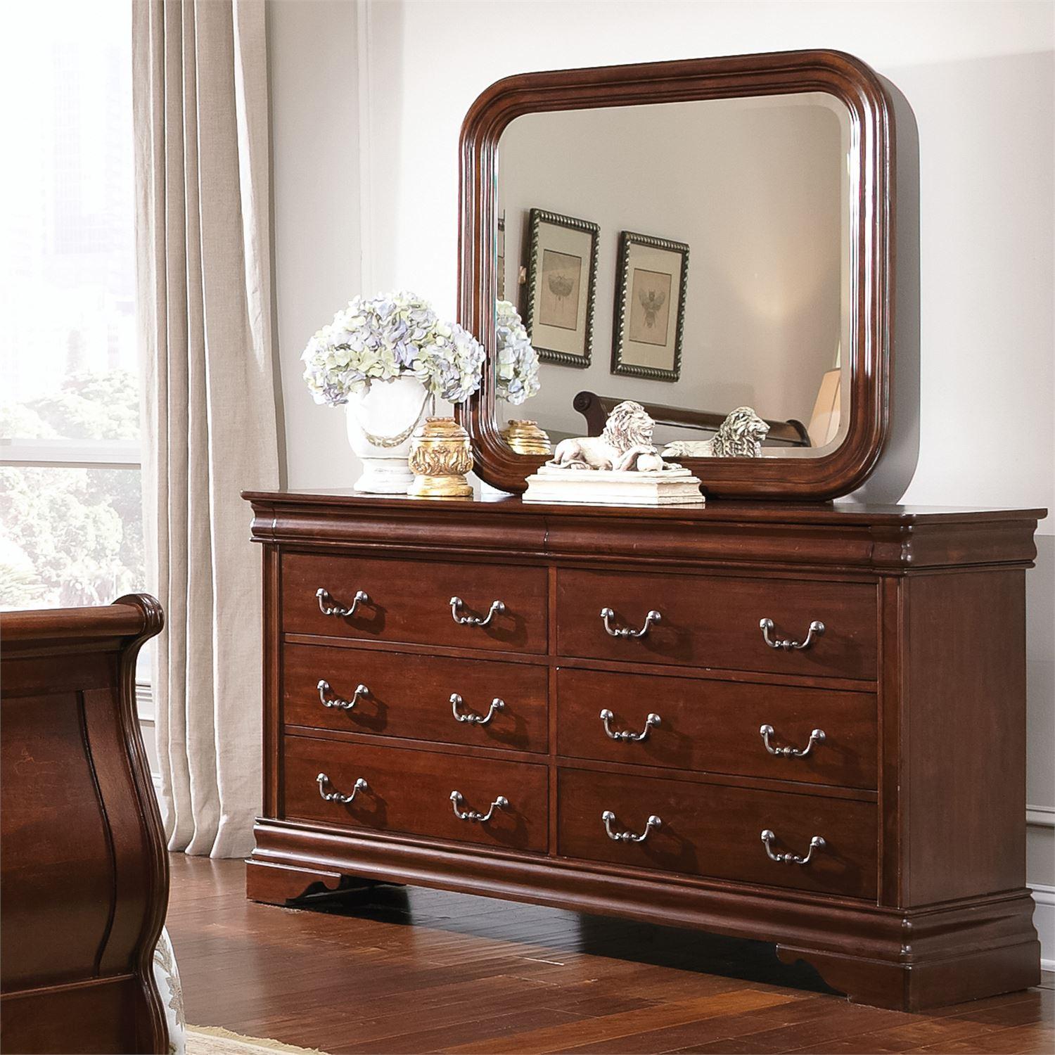 

    
Mahogany Stain Finish Combo Dresser & Mirror Carriage Court (709-BR) Liberty Furniture
