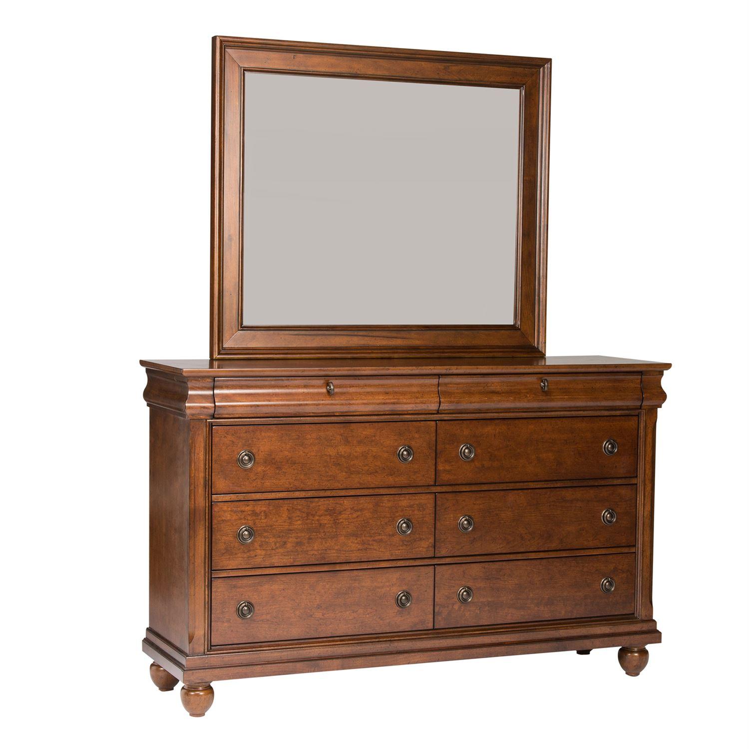 Traditional Dresser w/Mirror Rustic Traditions  (589-BR) Combo Dresser 589-BR-DM in Brown 