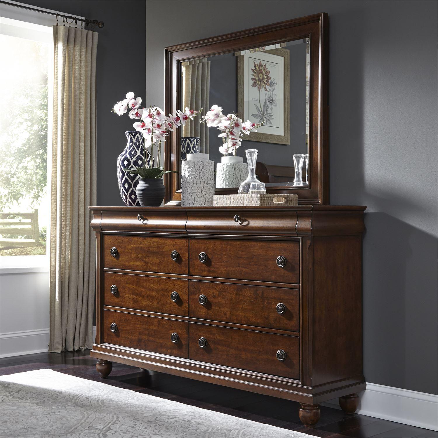 

    
Cherry Finish  Dresser & Mirror Rustic Traditions (589-BR) Liberty Furniture
