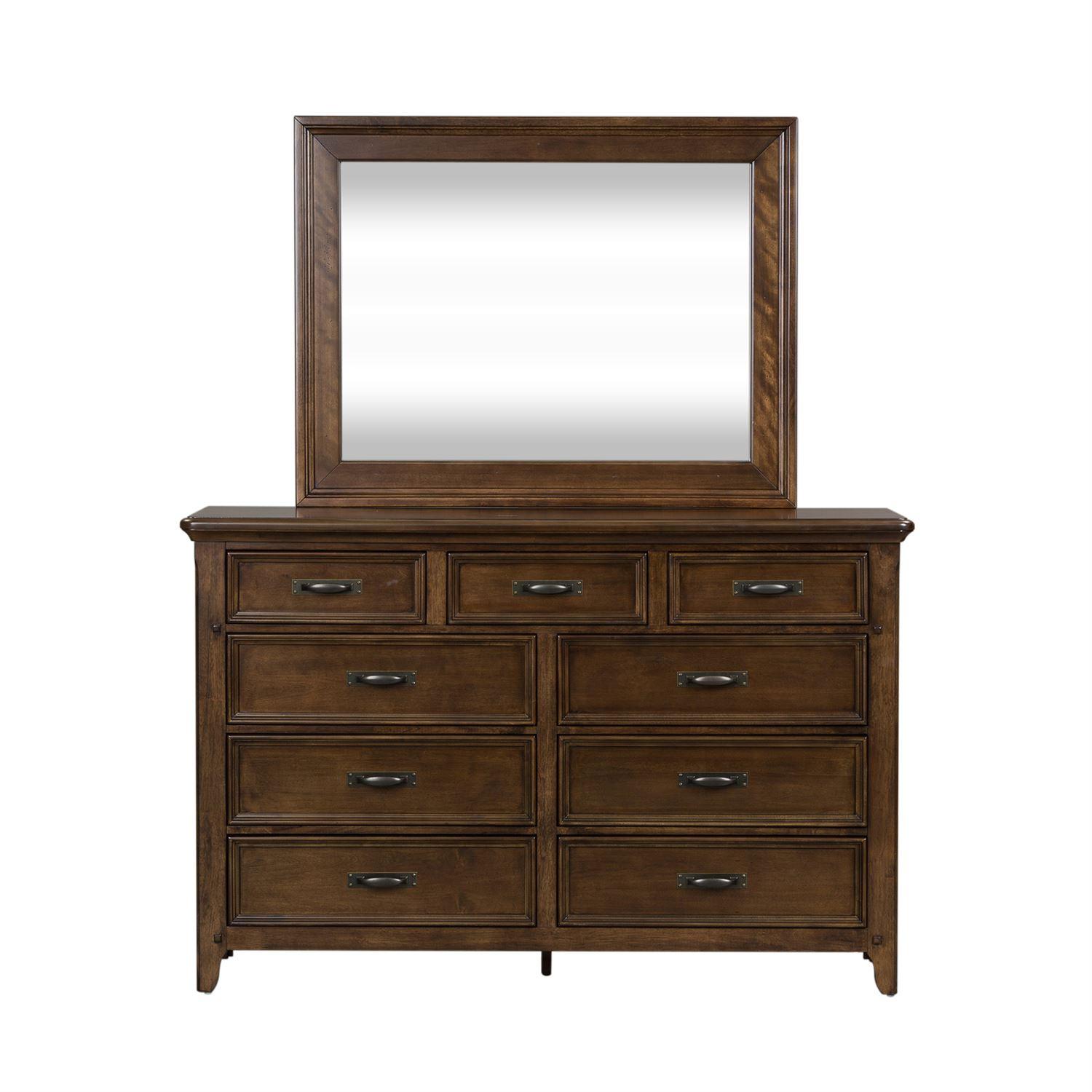 

    
Tobacco Finish Wood Dresser & Mirror 2Pcs Saddlebrook (184-BR) Liberty Furniture
