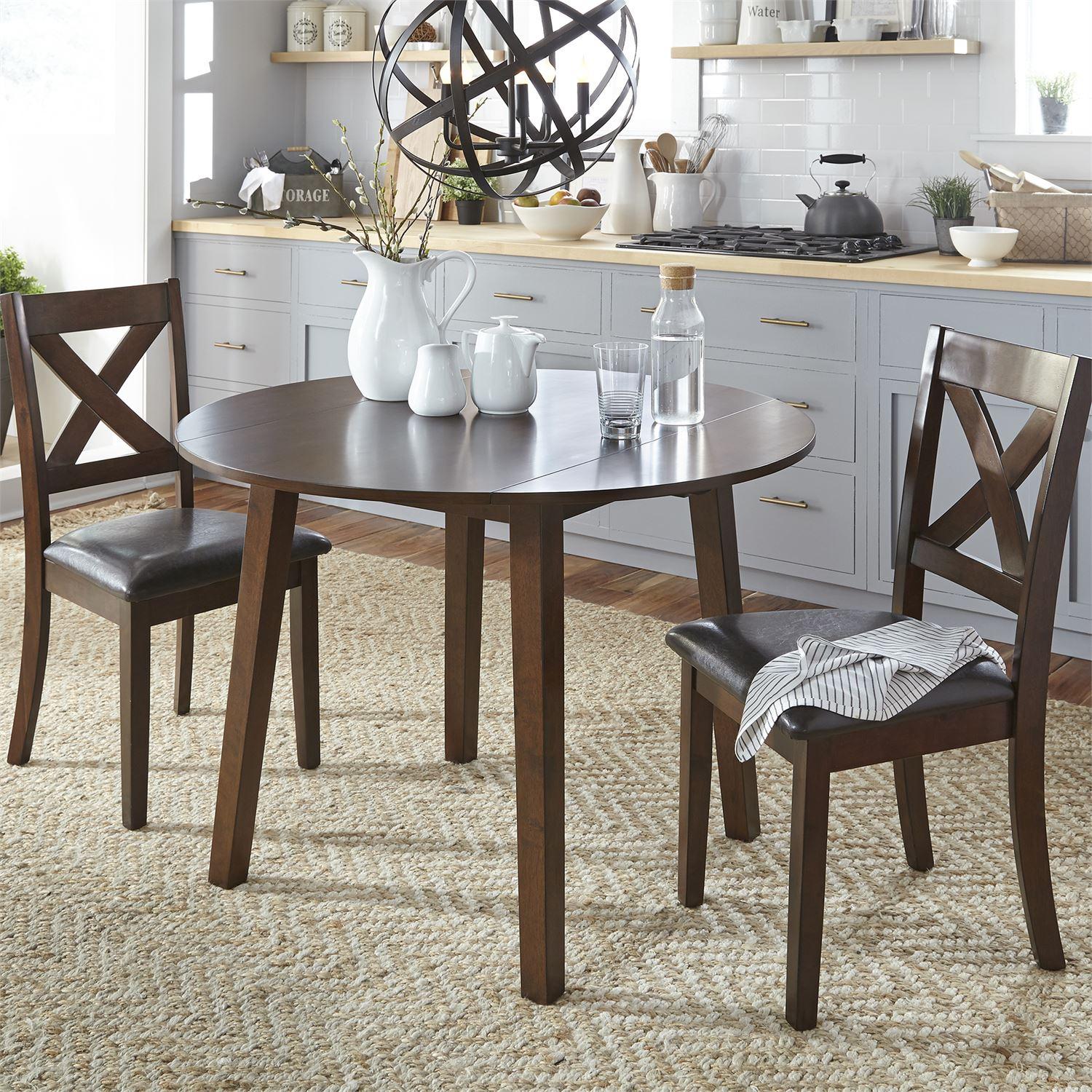 Transitional Dining Room Set Thornton  (164-CD) Dining Room Set 164-CD-3DLS in Brown Faux Leather