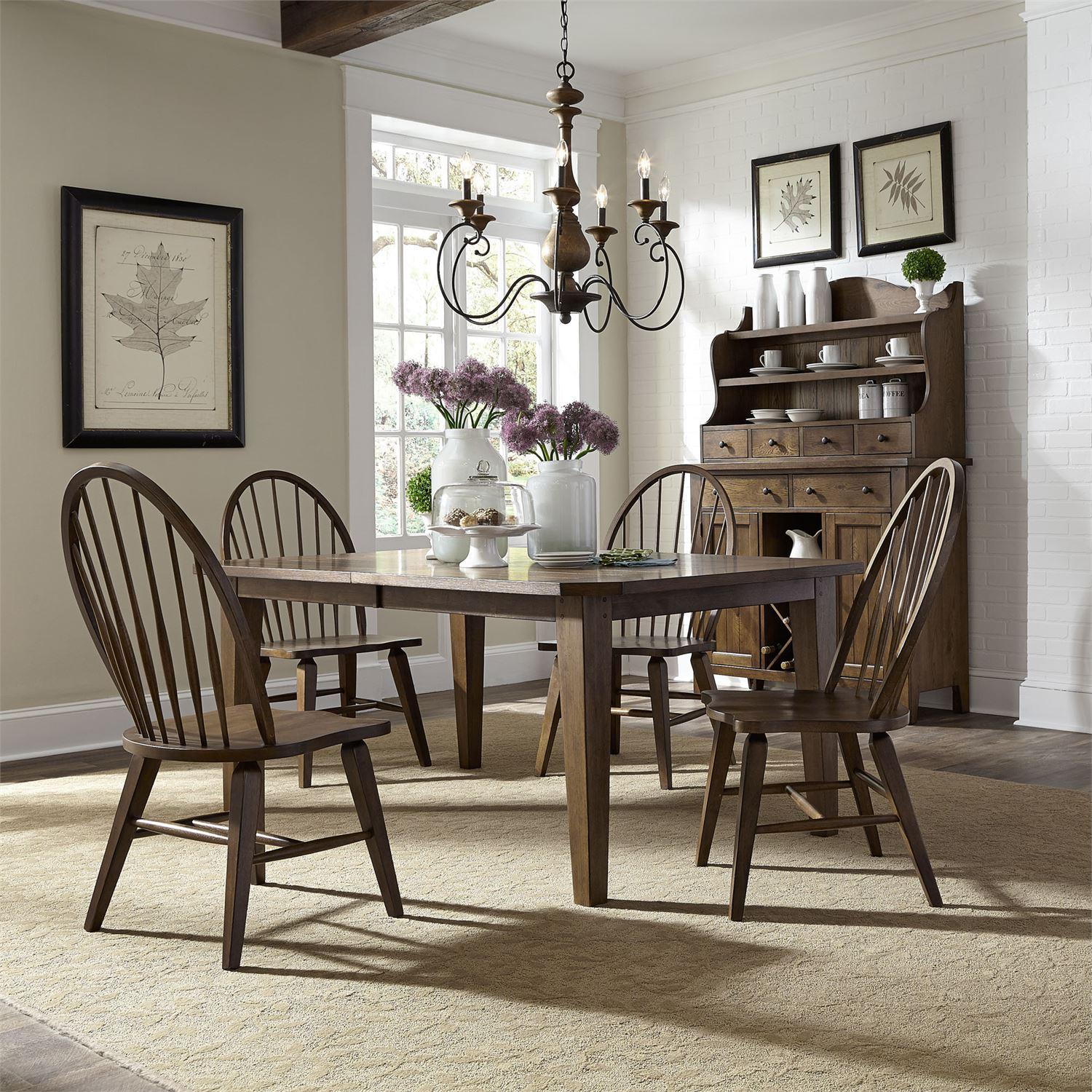 Traditional Dining Room Set Hearthstone  (382-DR) Dining Room Set 382-DR-5RLS in Brown 