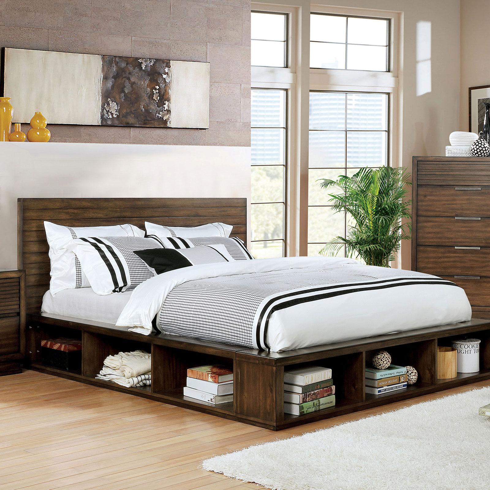 

    
Brown Wood King Storage Bed TORINO CM7543EK Furniture of America Rustic
