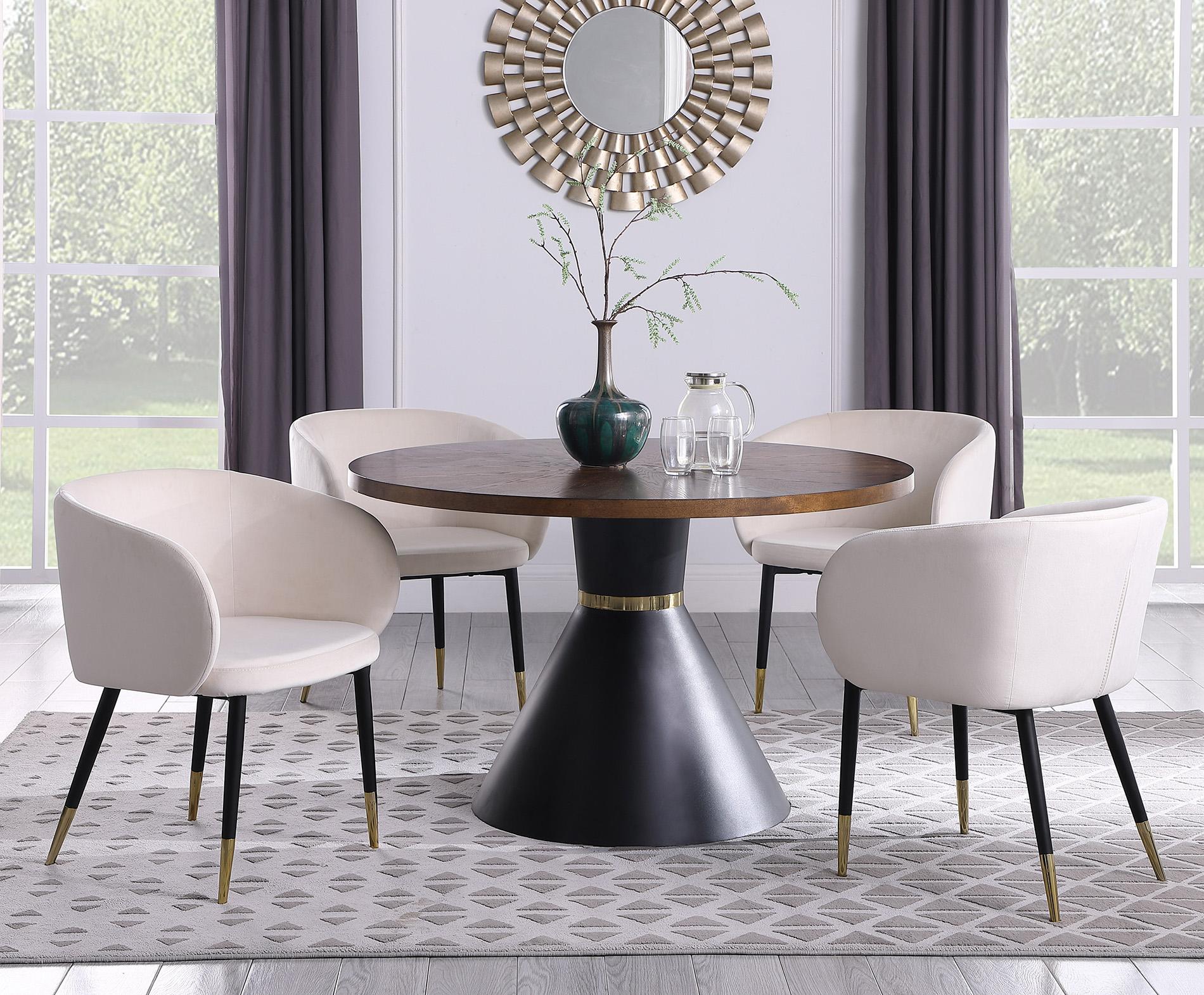 

    
Brown Wood & Matte Black Dining Table SHERIDAN 742-T Meridian Contemporary
