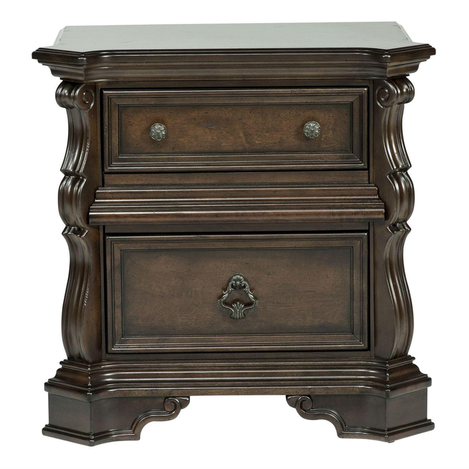 European Traditional Nightstand Set Arbor Place 575-BR61 575-BR61-Set-2 in Brown 
