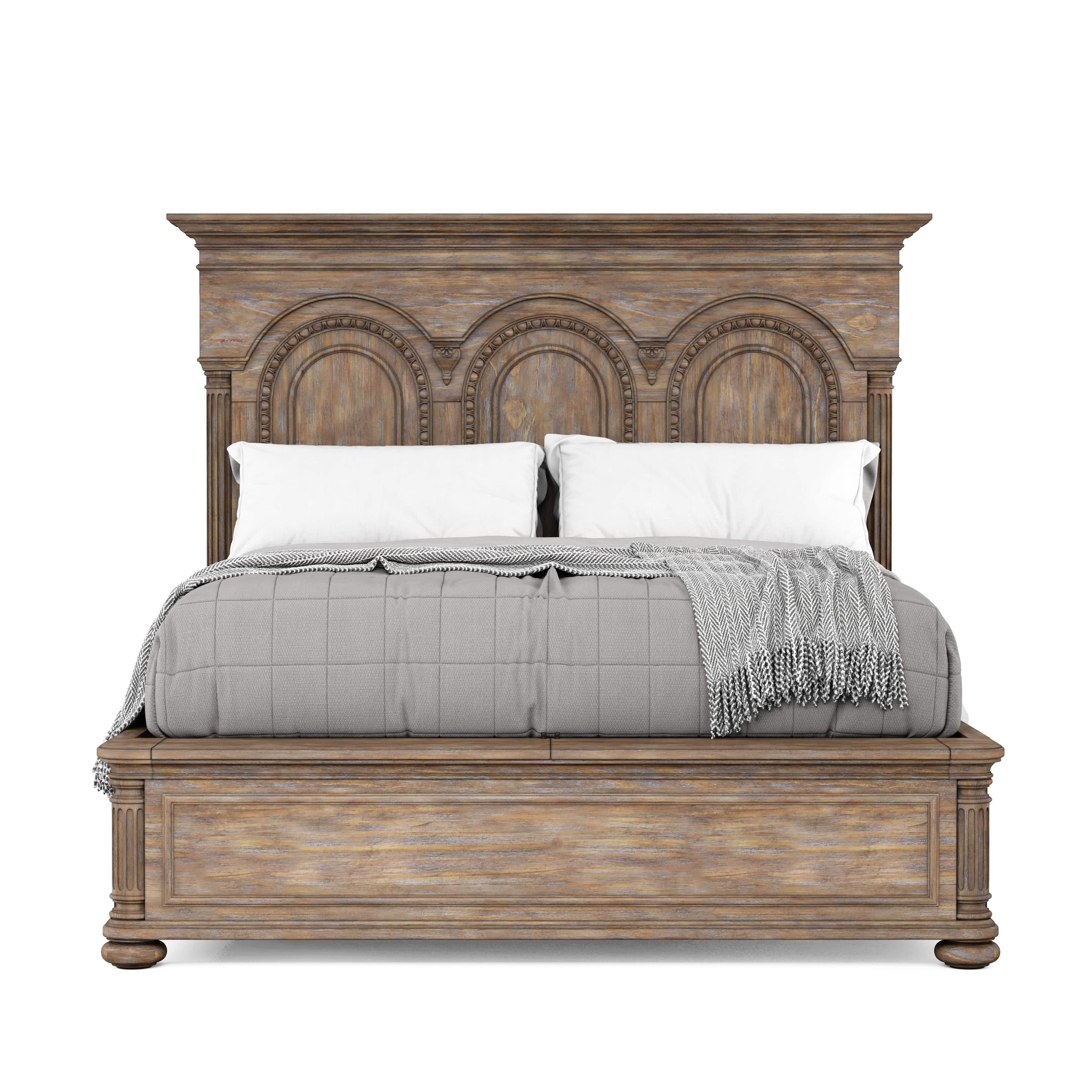 Traditional, Farmhouse Panel Bed Architrave 277136-2608 in Brown 