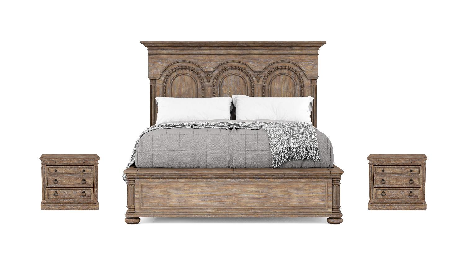 Traditional, Farmhouse Panel Bedroom Set Architrave 277136-2608-BR-2N-3PCS in Brown 