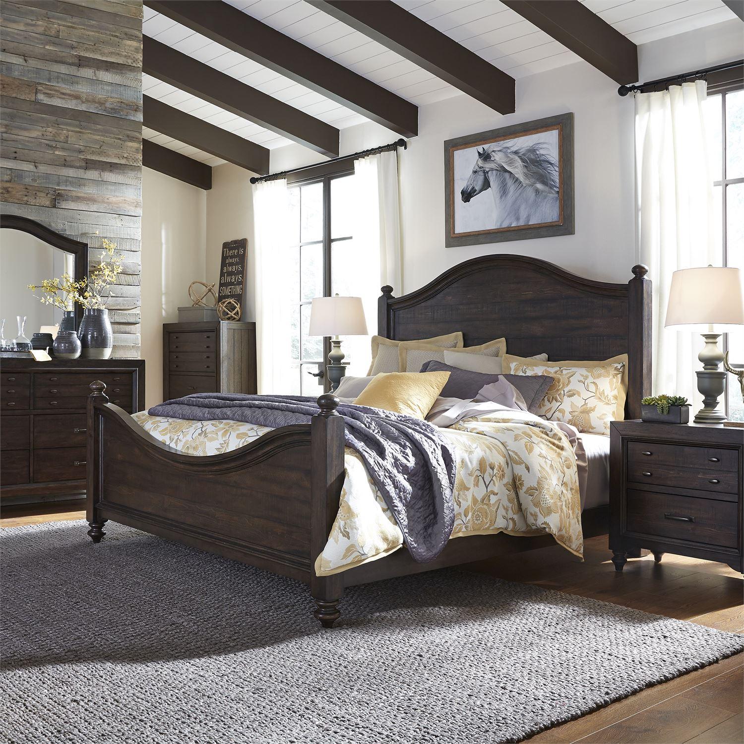

    
Vintage Brown Queen Poster Bed Set 5Pcs Catawba Hills 816-BR Liberty Furniture
