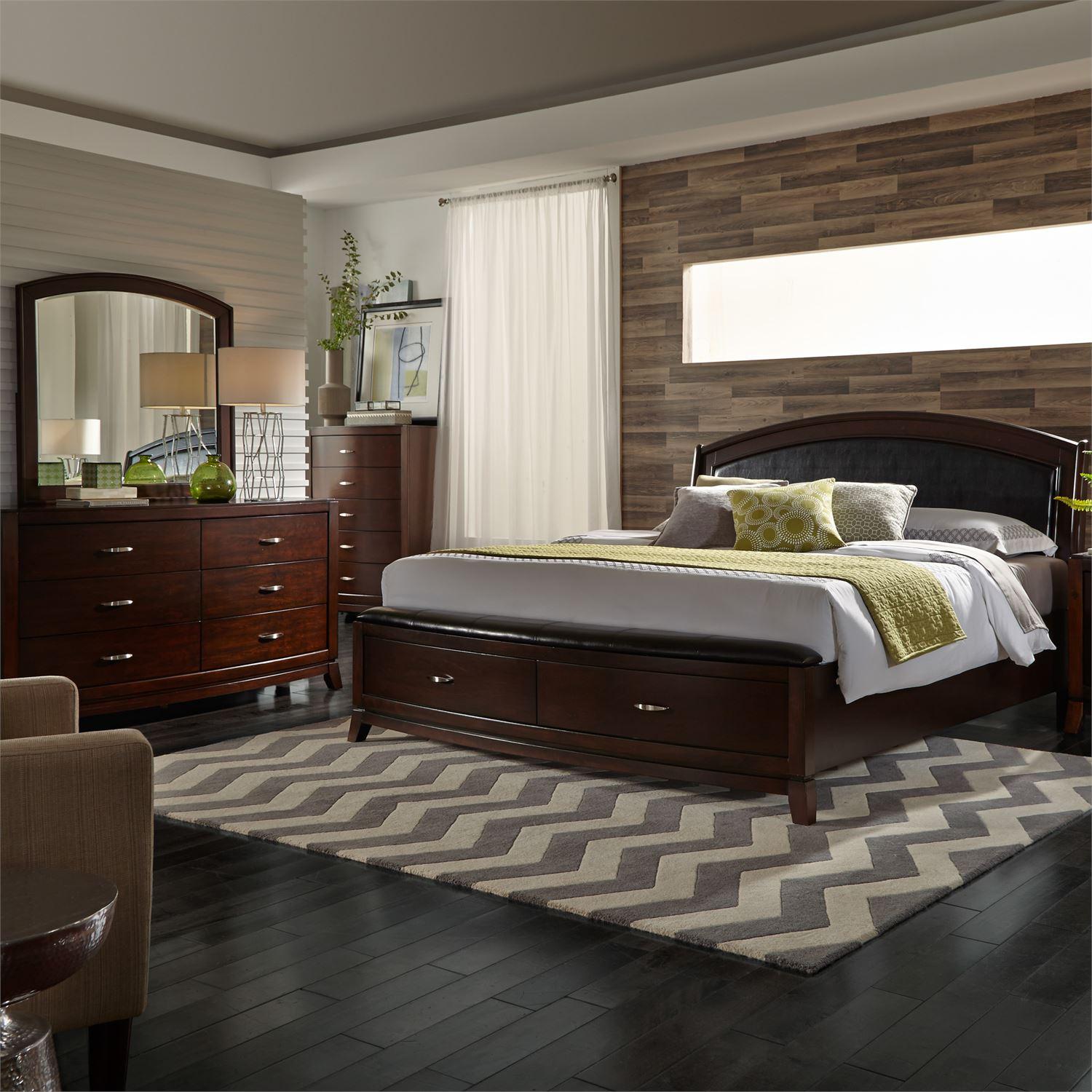 

    
Dark Truffle Finish Black PU Queen Storage Bedroom Set 3Pcs Avalon (505-BR) Liberty Furniture
