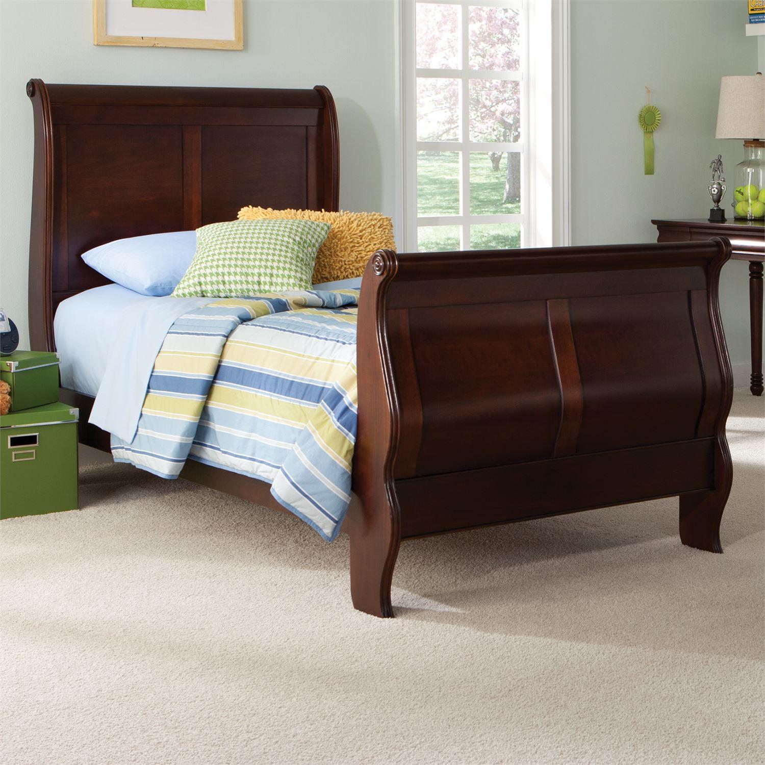 

    
Mahogany Stain Finish Twin Sleigh Bedroom Set 3 Pcs Carriage Court (709-YBR) Liberty Furniture
