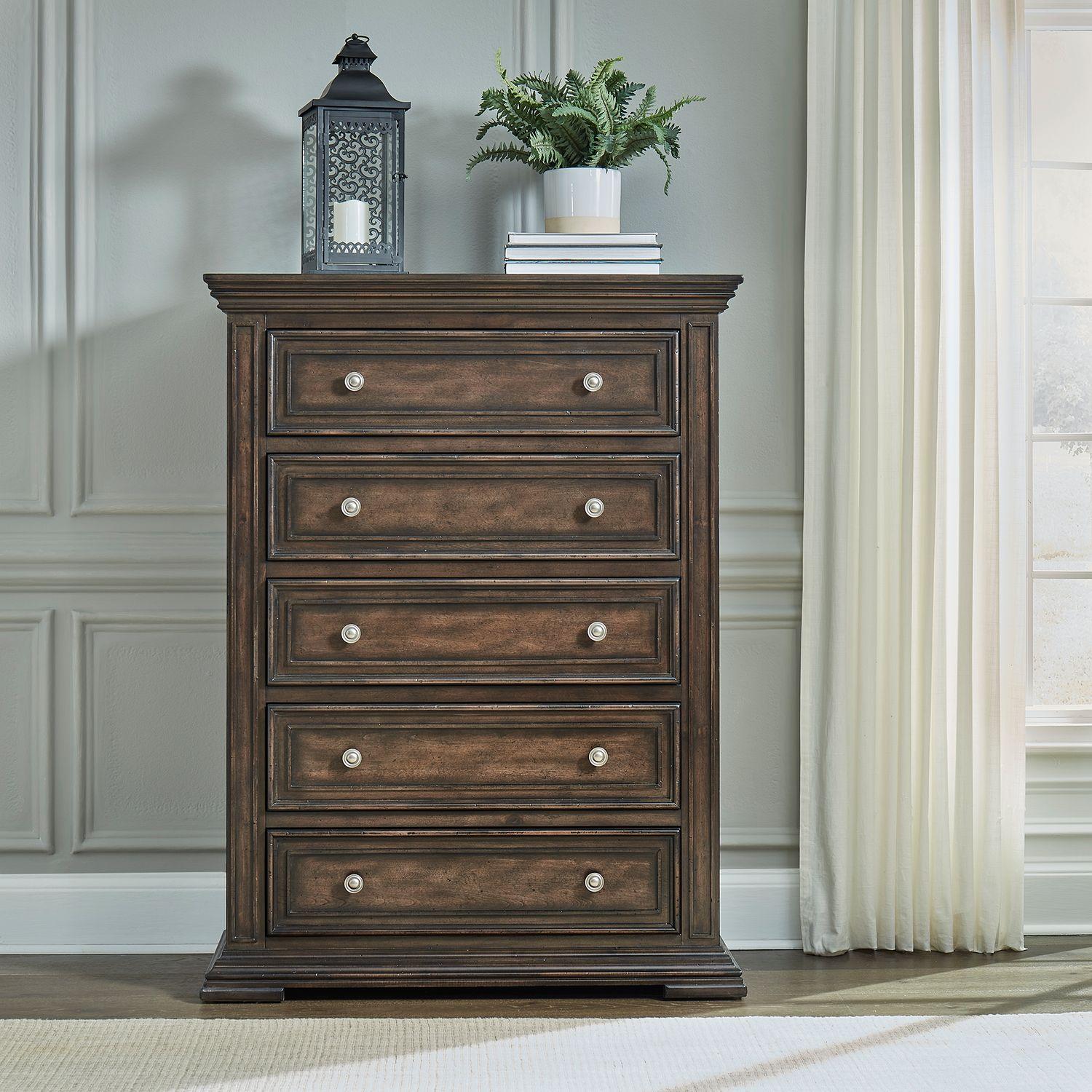 

    
Brownstone Finish 5 Drawer Chest Big Valley (361-BR) Liberty Furniture
