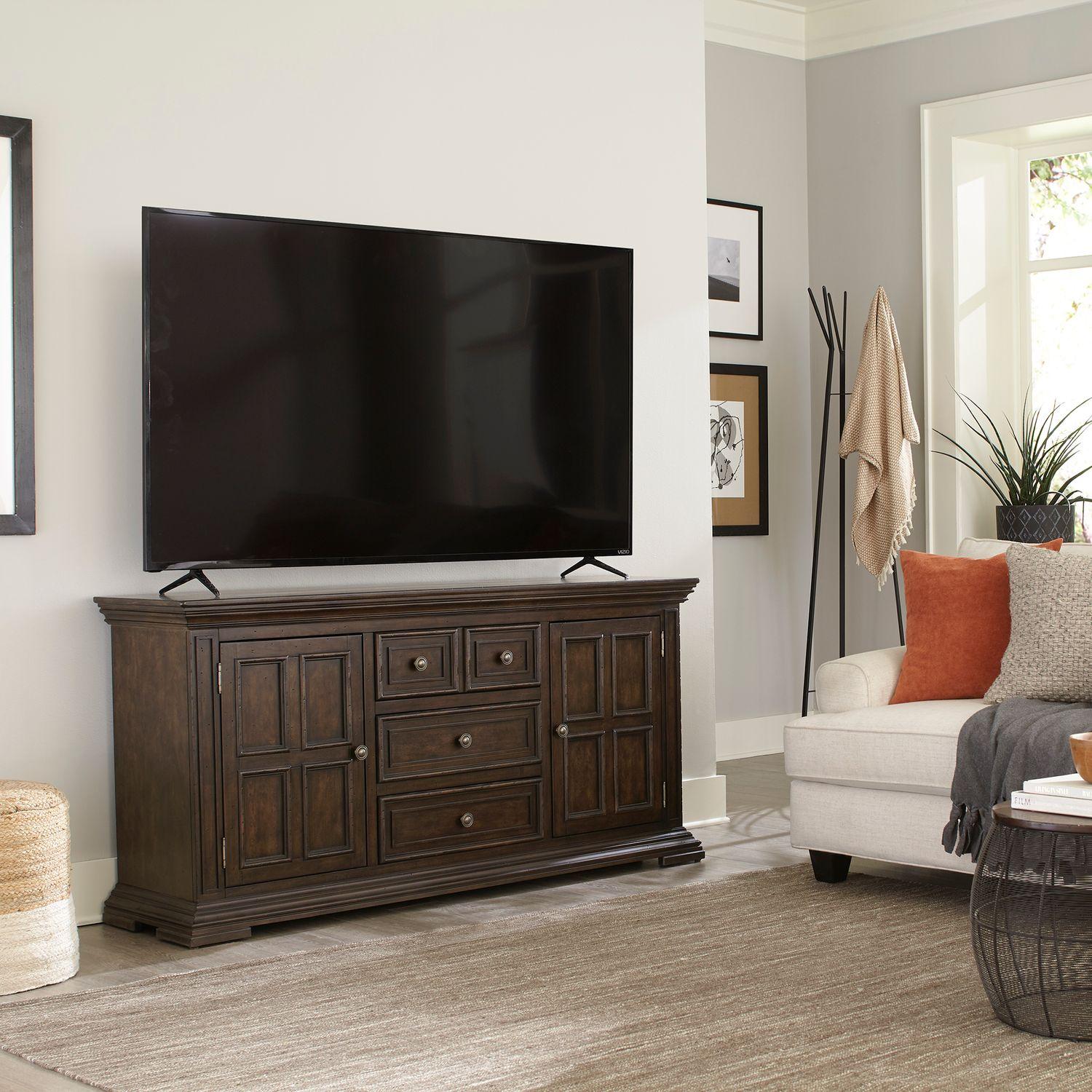 Transitional Tv Console Big Valley 361-TV66 361-TV66 in Brown 