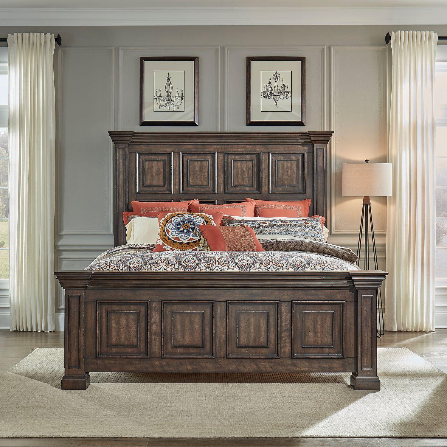 Transitional Panel Bed Big Valley (361-BR) 361-BR-CPB in Brown 