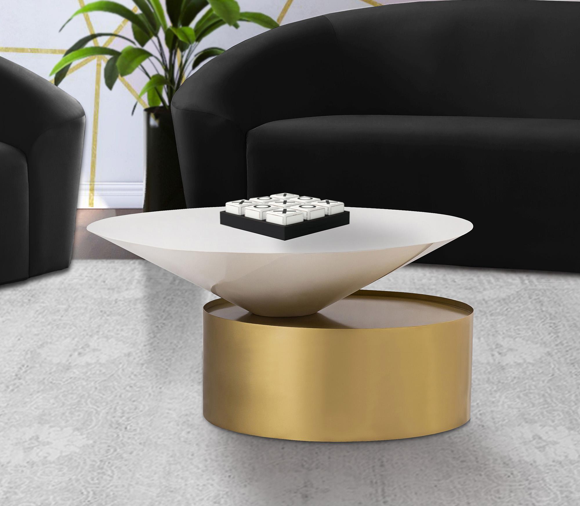 

        
Meridian Furniture DAMON 268-C Coffee Table Set White/Gold  704831409055
