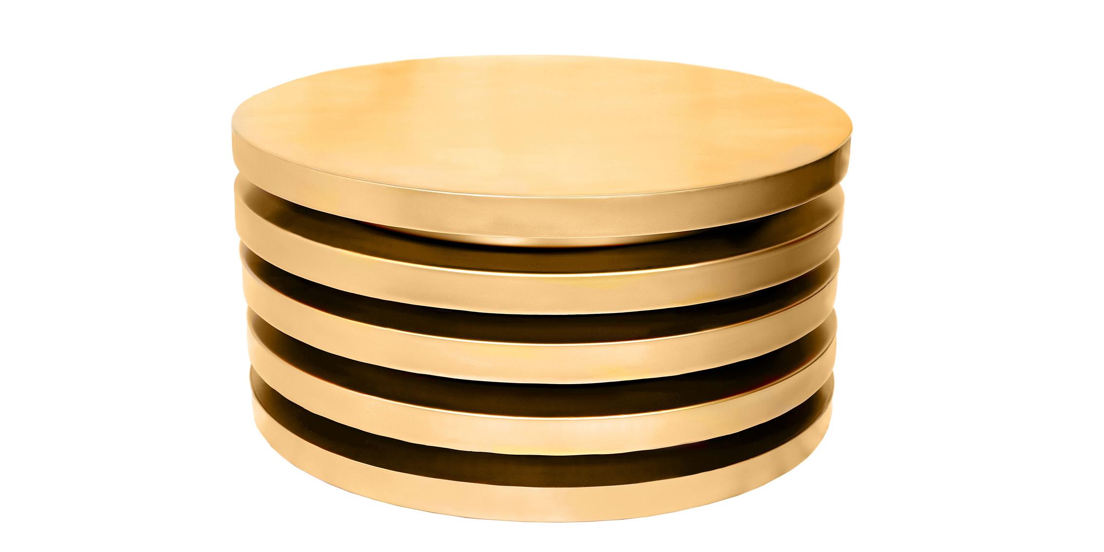 

    
Brushed Gold Metal Coffee Table LEVELS 299-CT Meridian Contemporary Modern
