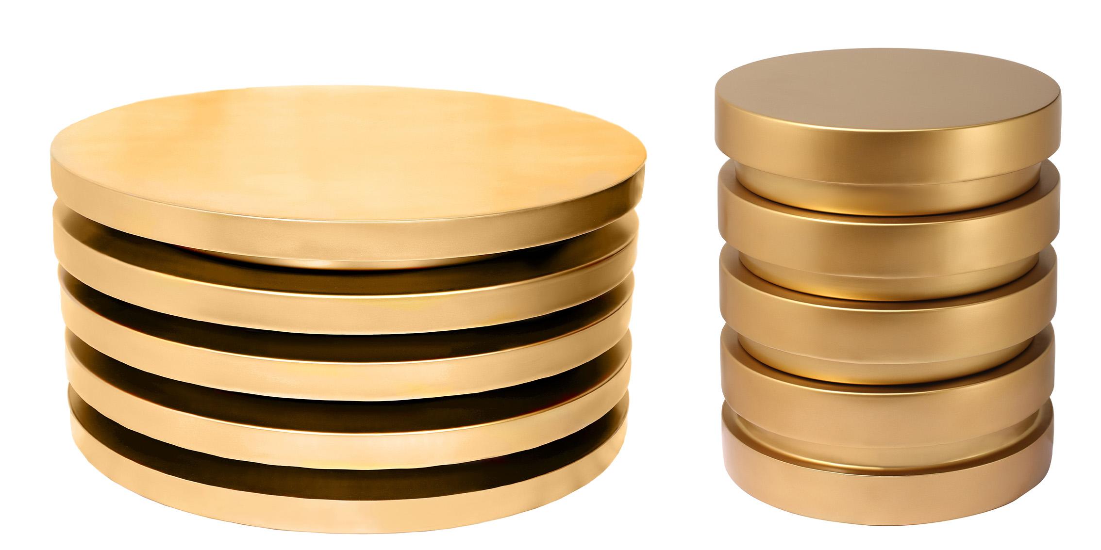 Contemporary, Modern Coffee Table Set LEVELS 299 299-CT-Set-2 in Gold 