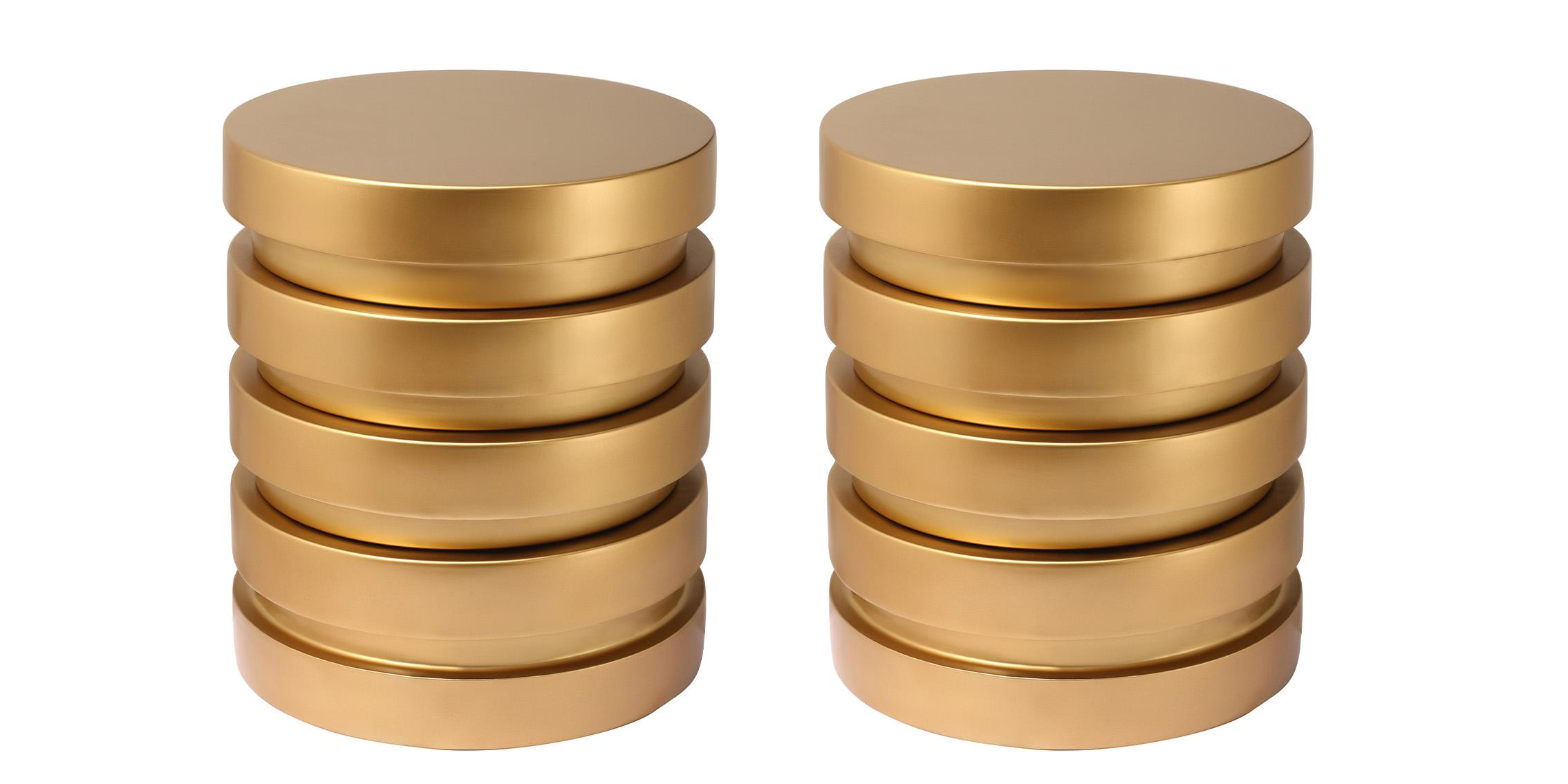 

    
Brushed Gold Metal End Table Set 2Pcs LEVELS 299-ET Meridian Contemporary
