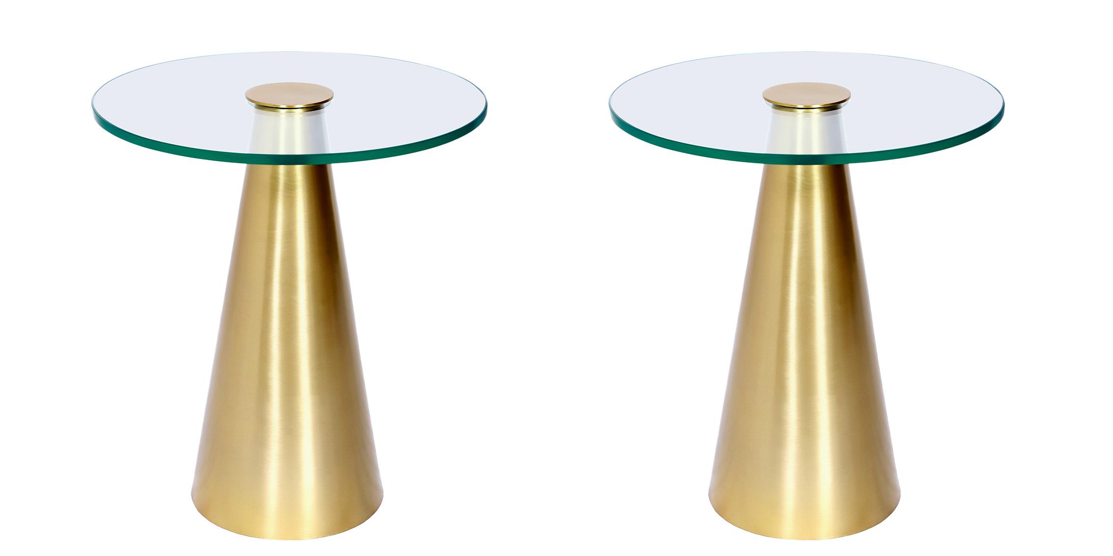 

    
Brushed Gold Metal & Glass Top End Table Set 2P GLASSIMO 298-ET Meridian Modern
