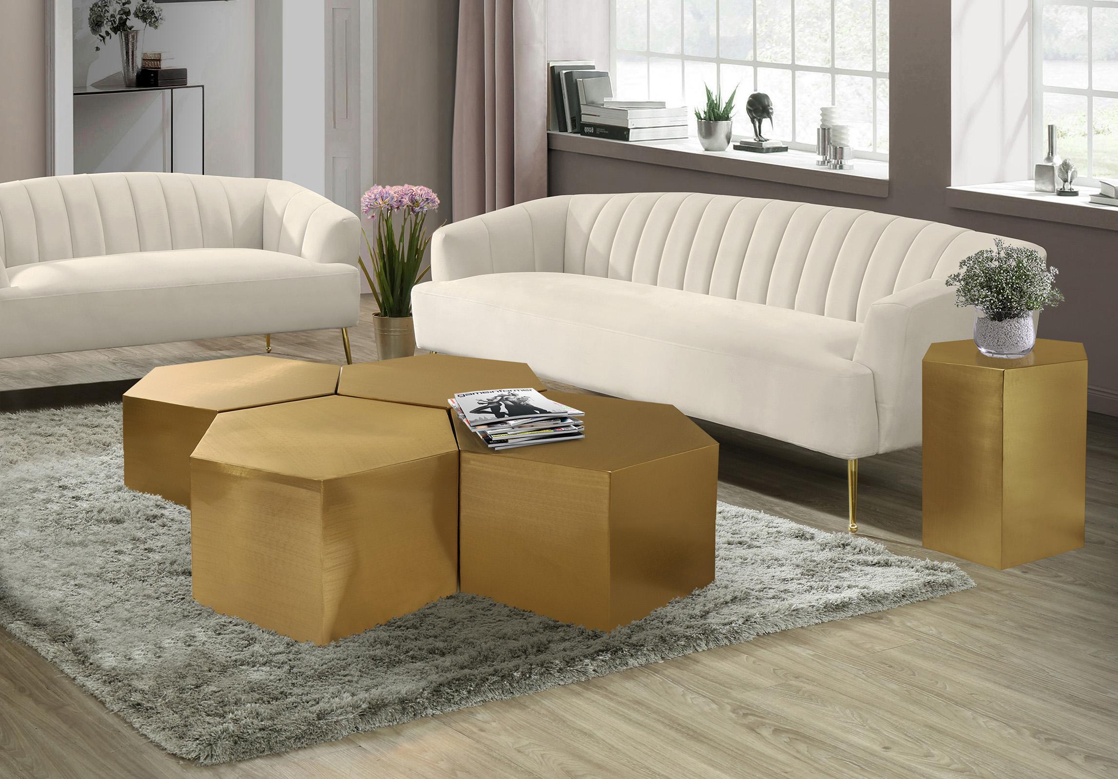 

    
Brushed Gold Modular Coffee Table HEXAGON 292-CT-4PC Meridian Contemporary
