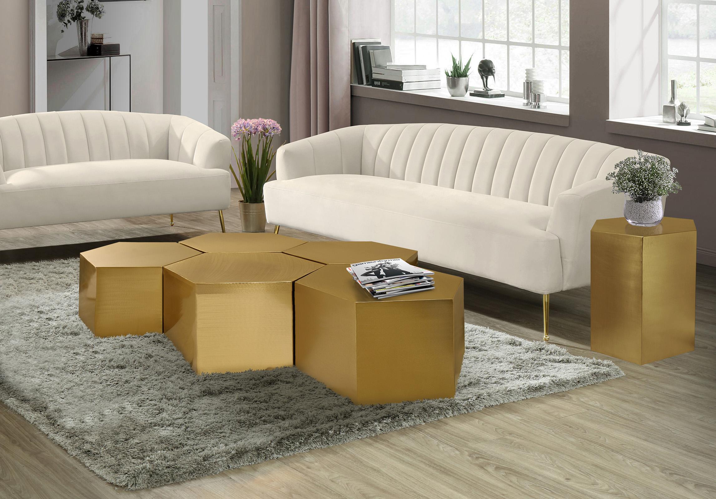 

    
Brushed Gold Modular Coffee Table HEXAGON 292-CT-5PC Meridian Contemporary
