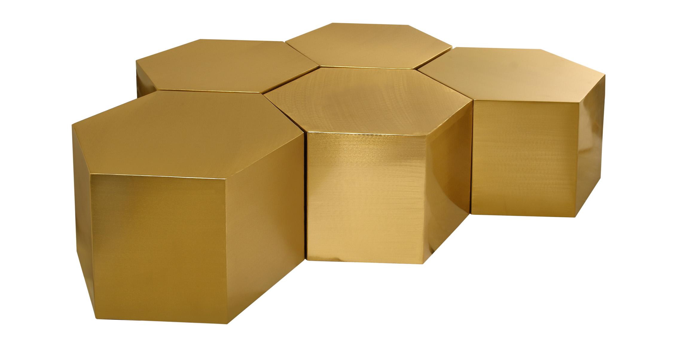 

    
Brushed Gold Modular Coffee Table HEXAGON 292-CT-5PC Meridian Contemporary
