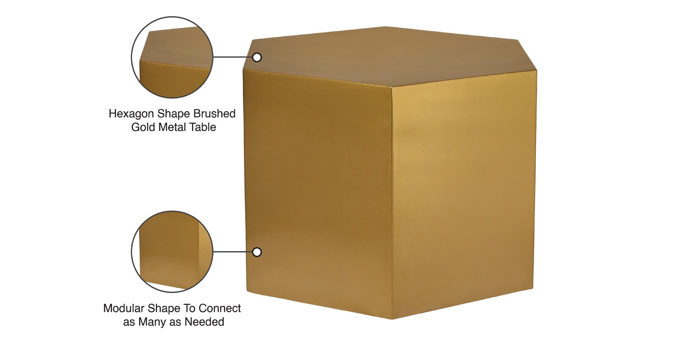 

    
Brushed Gold Modular Coffee Table Set 2Pcs HEXAGON 292 Meridian Contemporary
