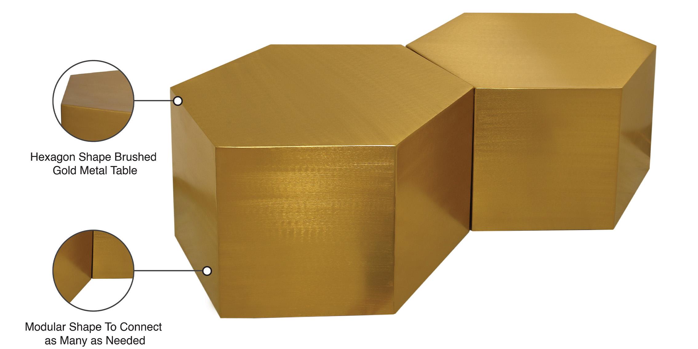 

    
 Order  Brushed Gold Modular Coffee Table HEXAGON 292-CT-2PC Meridian Contemporary
