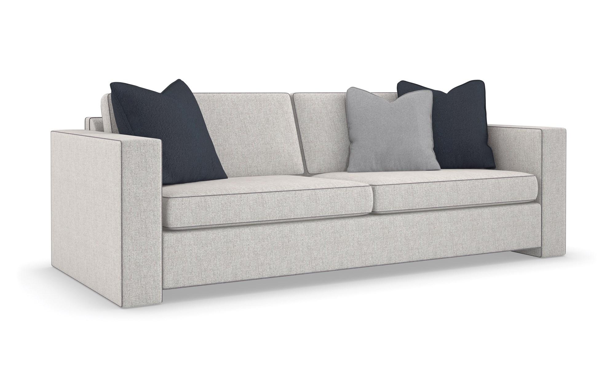 

    
Gray Tweed Fabric Sofa Sleeper Contemporary WELT PLAYED SLEEPER by Caracole
